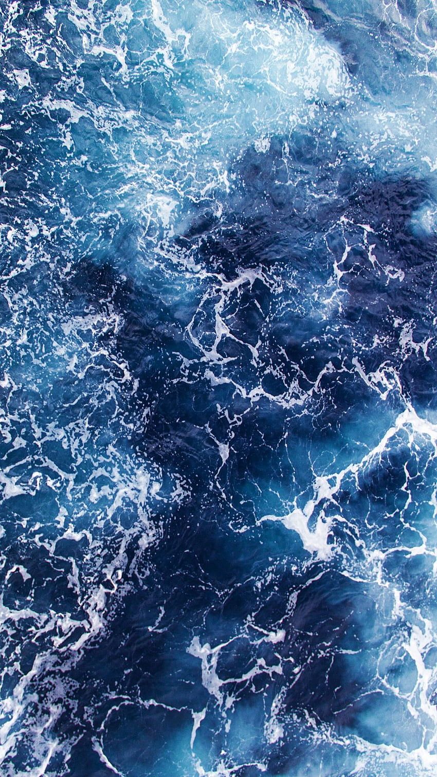 Gischt, Luftaufnahme, Tiefblau, Wellen, Textur, Hintergrundbild für iPhone und Android