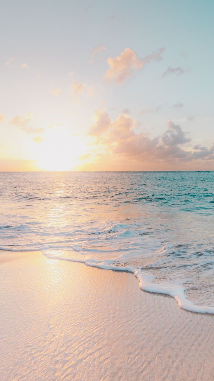 Sonnenuntergang, Meer, Sandstrand, Wellen, Goldenes Licht, Android-Hintergrundbild