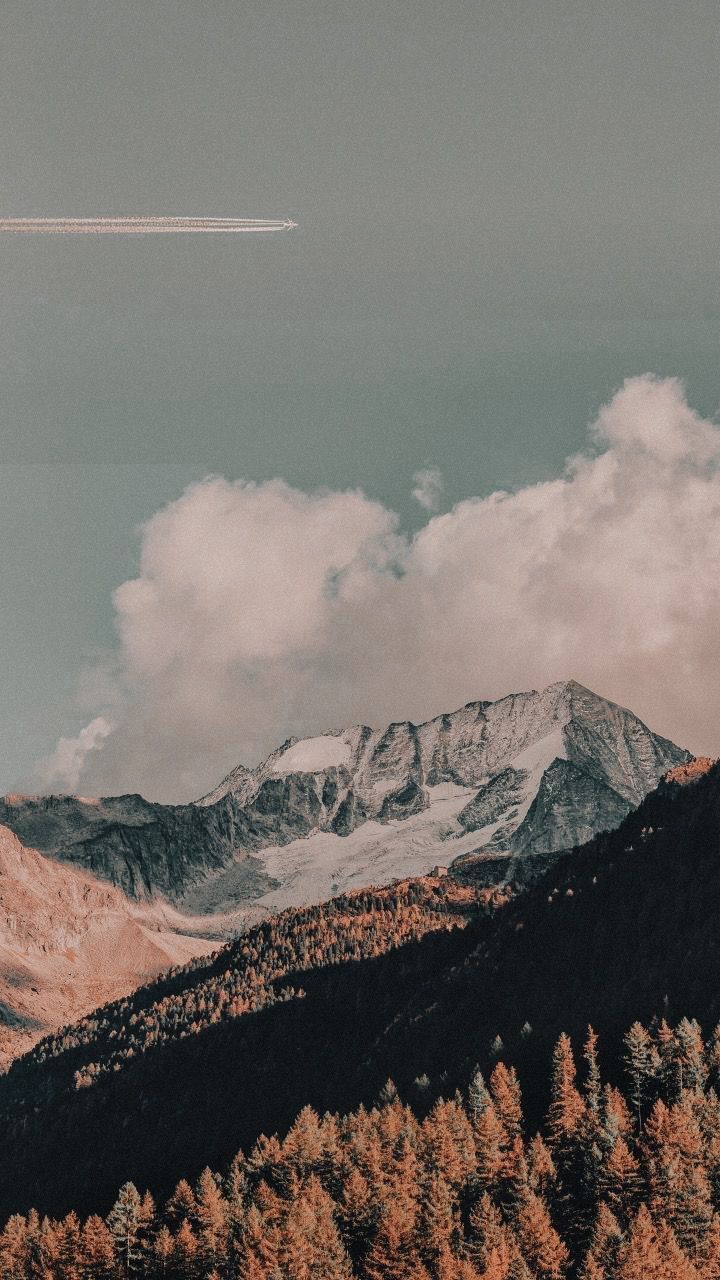 Berggipfel, Schnee, Lärchen, Wolken, Herbst, HD, Sperrbildschirm fürs iPhone