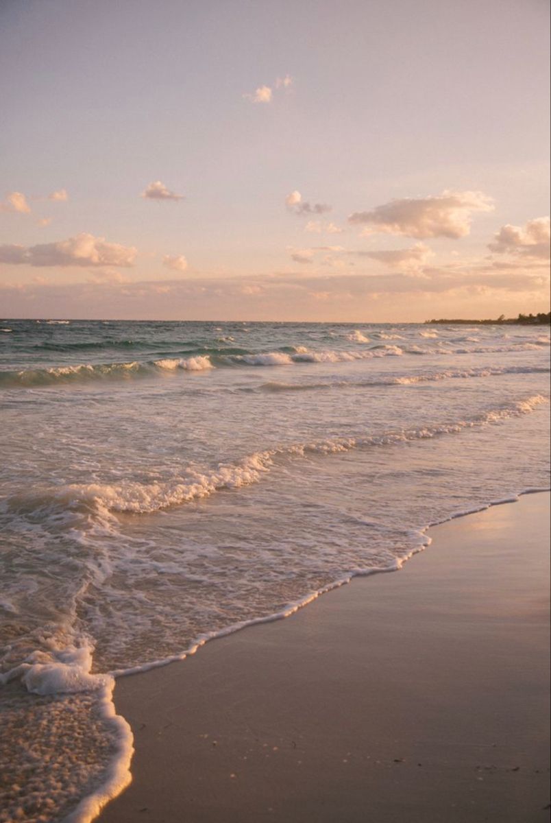 Sandstrand, Wellen, Abendhimmel, Küste, Pastell, HD, Hintergrundbild fürs Tablet
