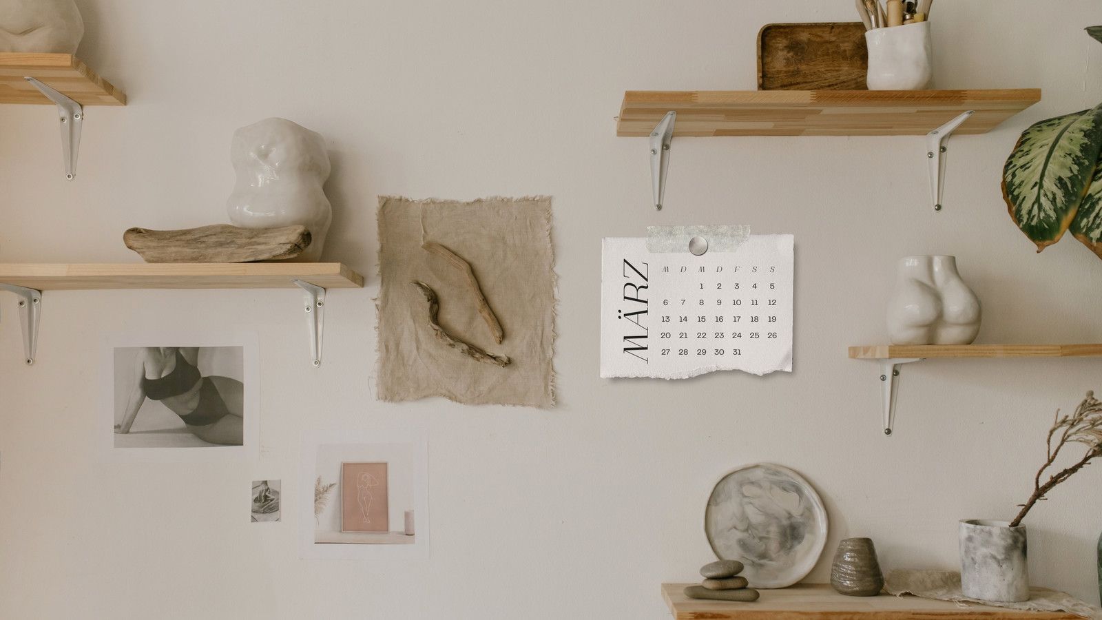 Regale, Keramik, Kalender, Wohndeko, Beige Interieur, HD, Hintergrundbild für den PC