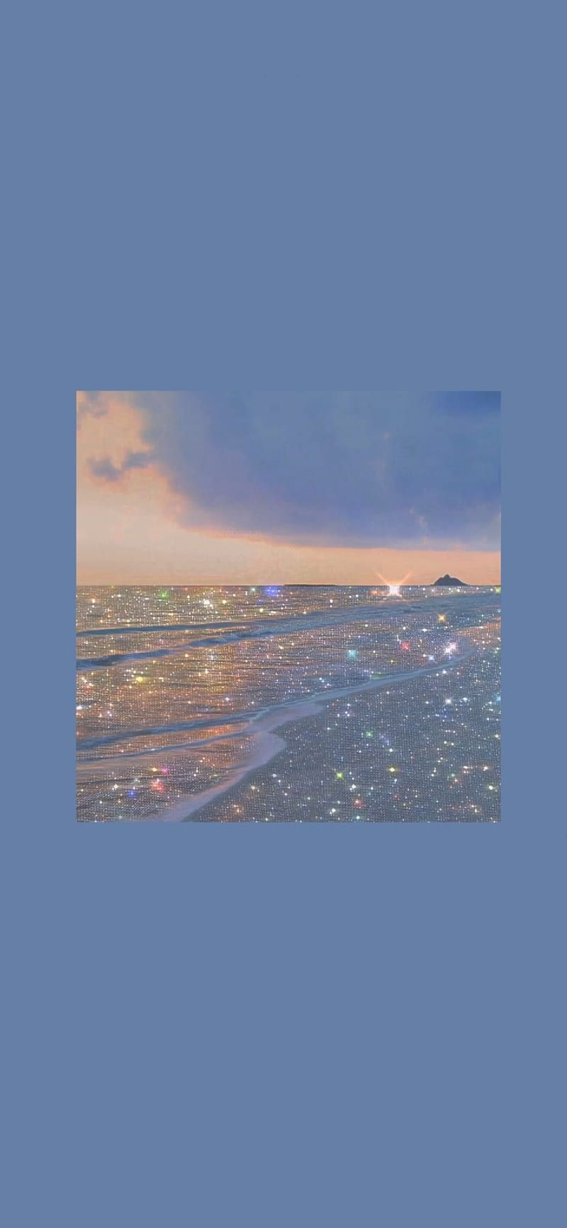 Strand, Bildrahmen, Blaugrau, Minimalistisch, Hintergrundbild für iPhone und Android