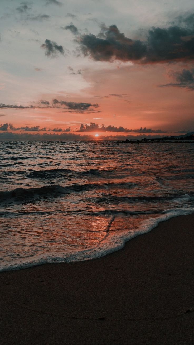 Strand, Meer, Wellen, Morgenhimmel, Wolken, HD, Handy-Hintergrund im Hochformat