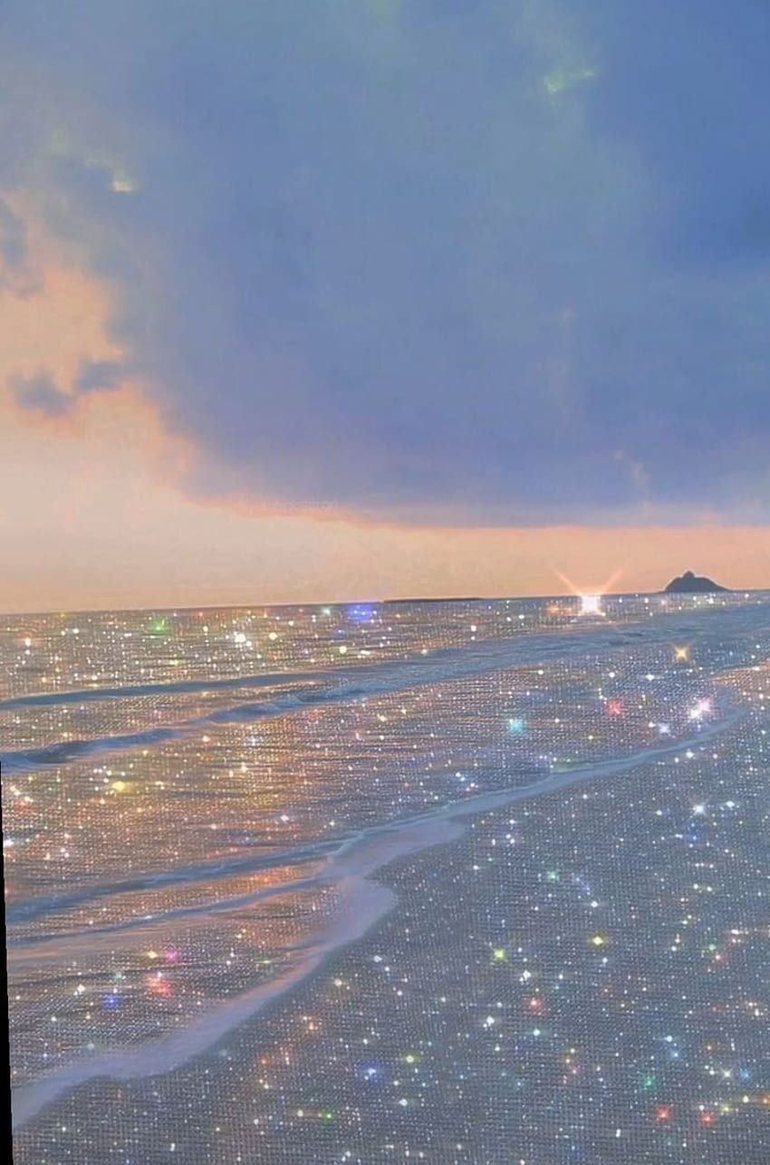 Glitzerndes Wasser, Wellen, Bewölkter Himmel, Pastell, Funkeln, HD, Handy-Hintergrundbild