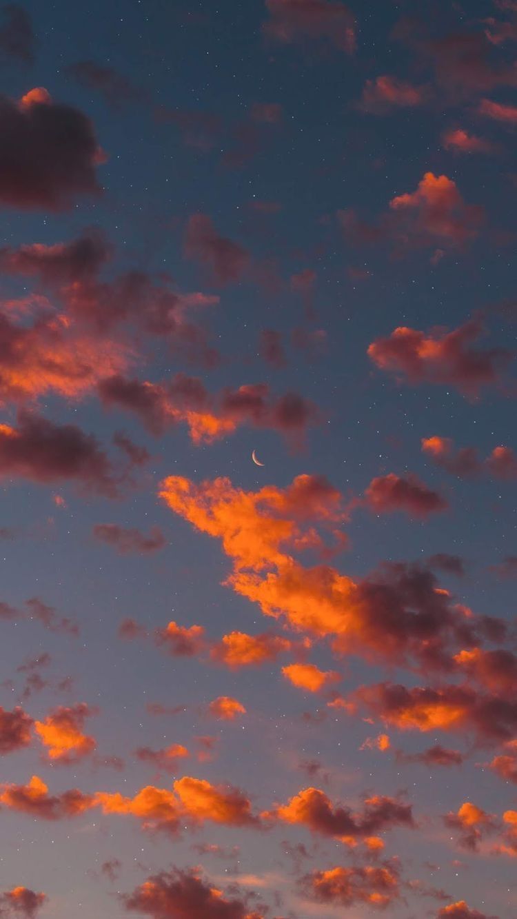 Wolken, Orange, Blaugrau, Himmel, Minimalistisch, HD, Hintergrundbild fürs Handy