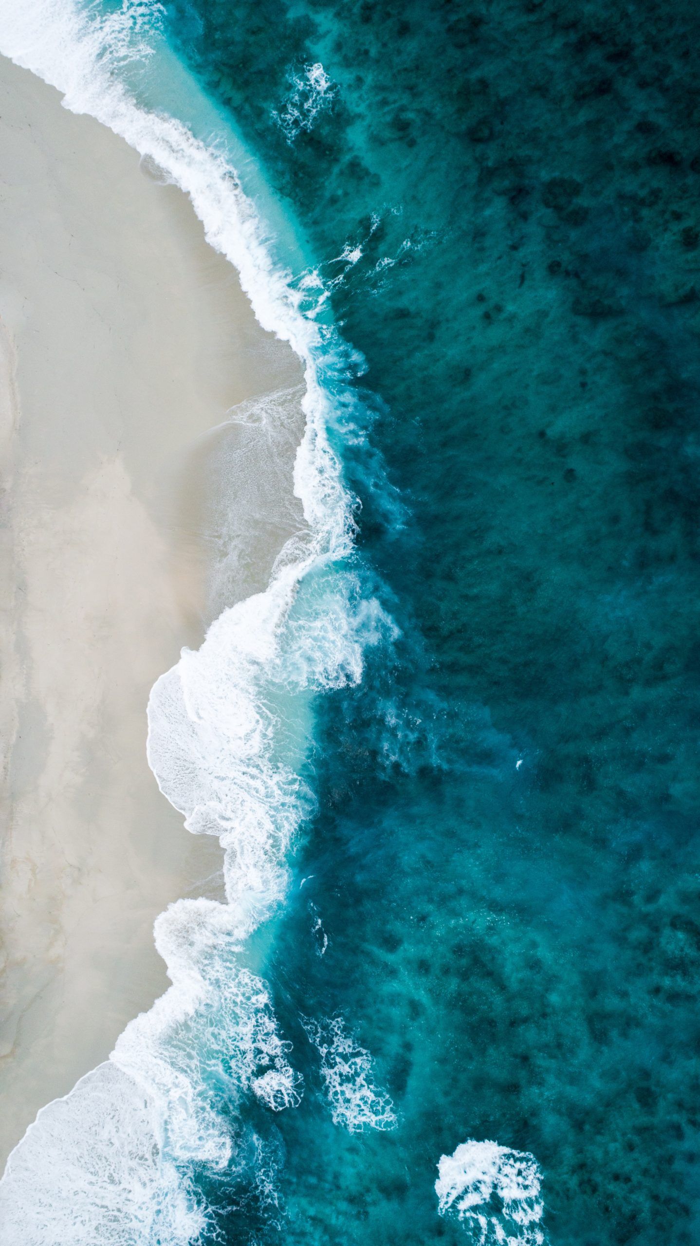 Küste, Luftaufnahme, Sandstrand, Türkis, Wellen, Full HD, Hintergrundbild fürs Handy