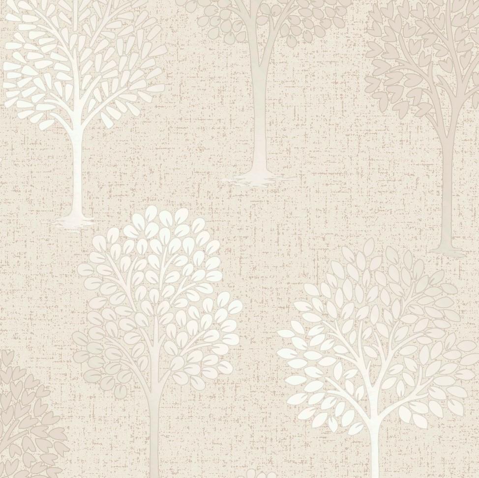 Bäume, Weiße Silhouetten, Leinenstruktur, Beige Tapete, Hintergrundbild für iPad und Tablet