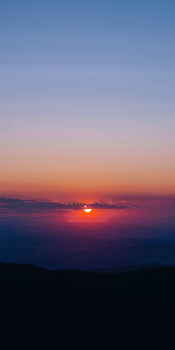 Horizont, Sonne, Dunkelblau, Farbverlauf, Minimalistisch, HD, iPhone-Hintergrundbild