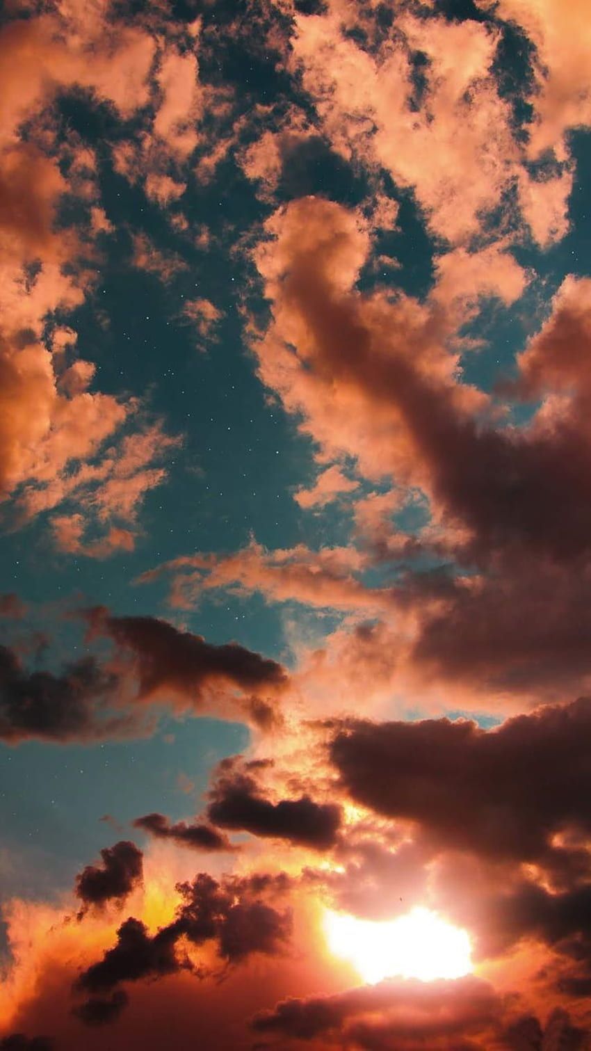 Sonnenuntergang, Orange Wolken, Sonne, Dramatisch, HD, Handy-Hintergrund im Hochformat