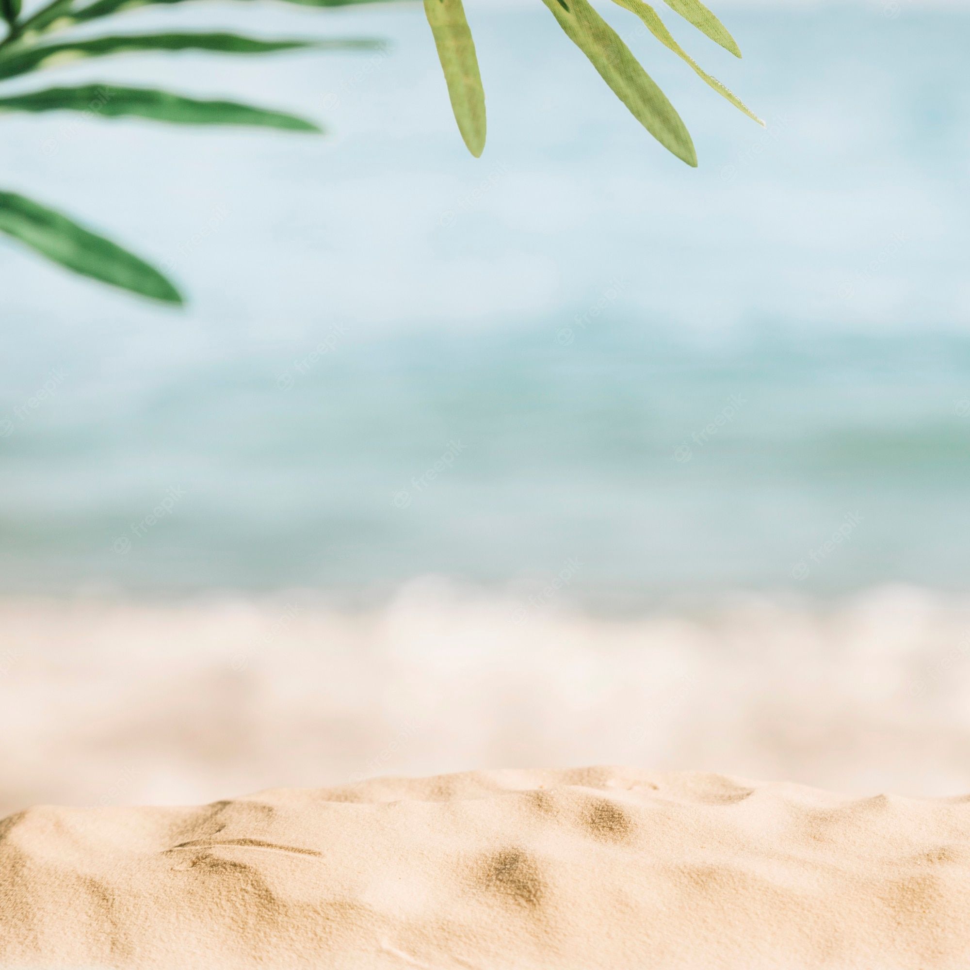 Sand, Palmblätter, Unschärfe, Pastell, Sommer, Full HD, Hintergrundbild fürs Tablet