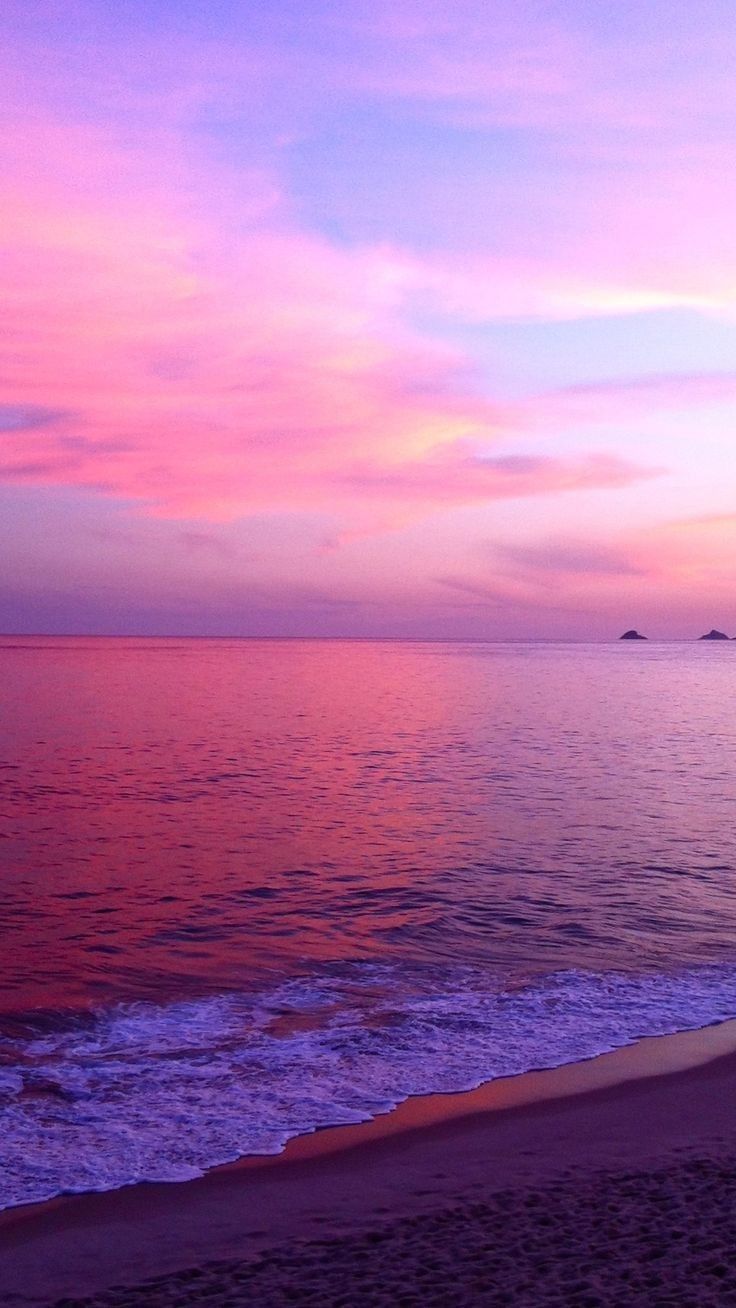 Meer, Strand, Pink, Lila, Pastellhimmel, HD, Sperrbildschirm fürs iPhone
