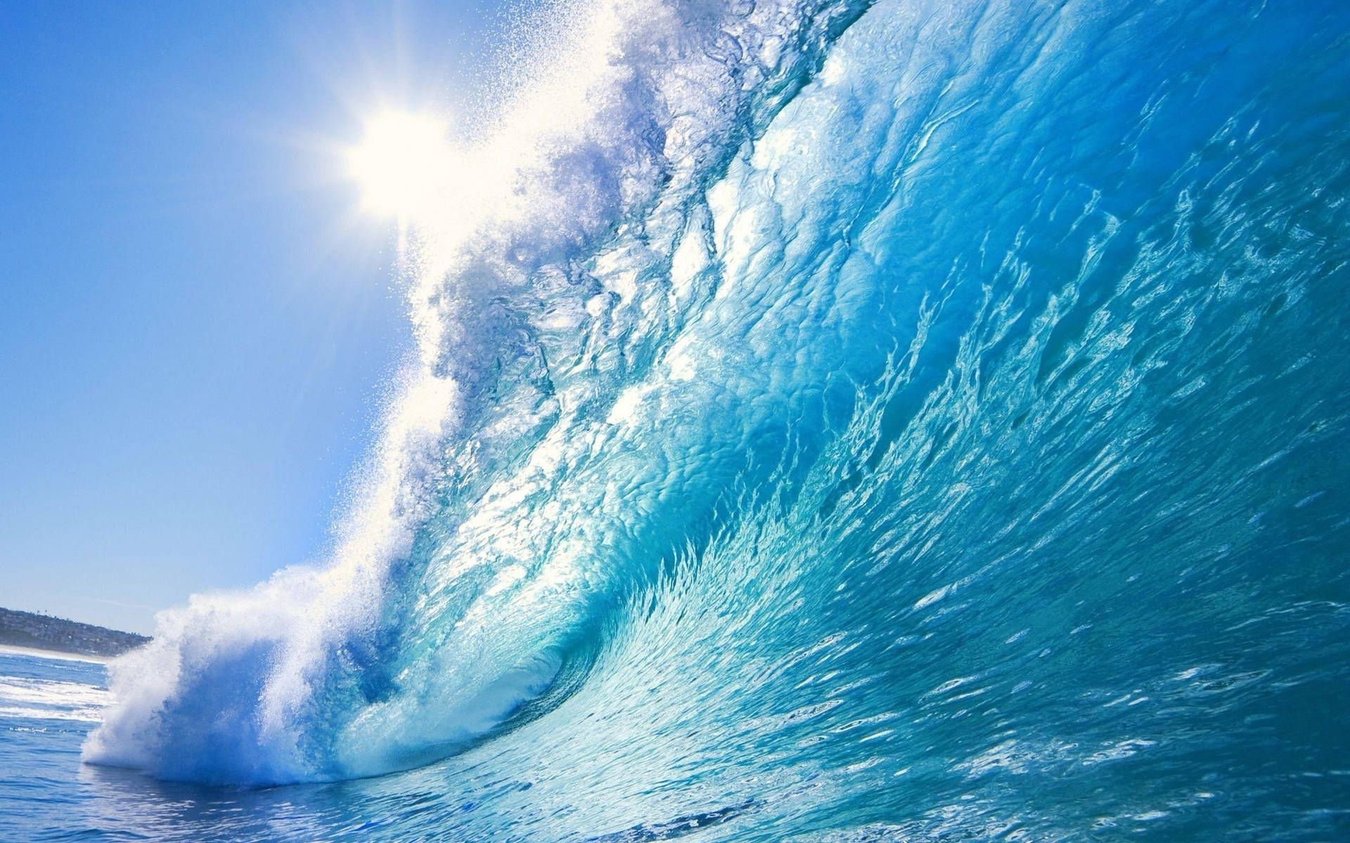 Riesenwelle, Brecher, Sonne, Blau, Surfen, 16:10, Full-HD-Hintergrundbild für den Desktop