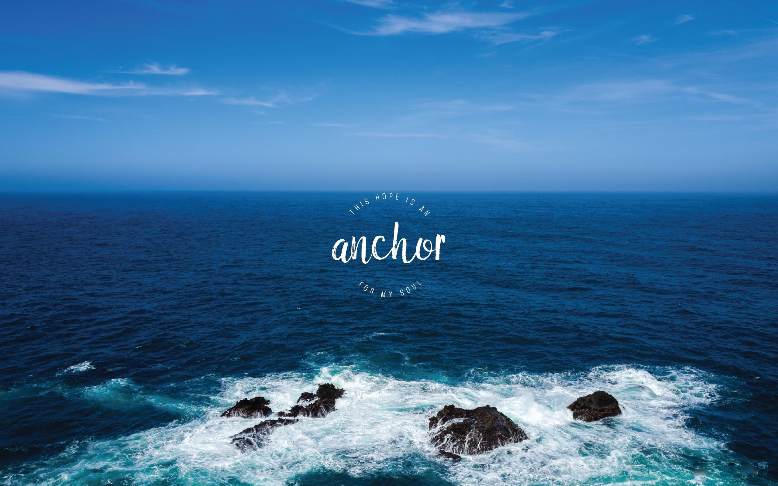 Anchor, Typografie, Hochsee, Felsen, Tiefblau, 16:10, 2K-Hintergrundbild für den Desktop