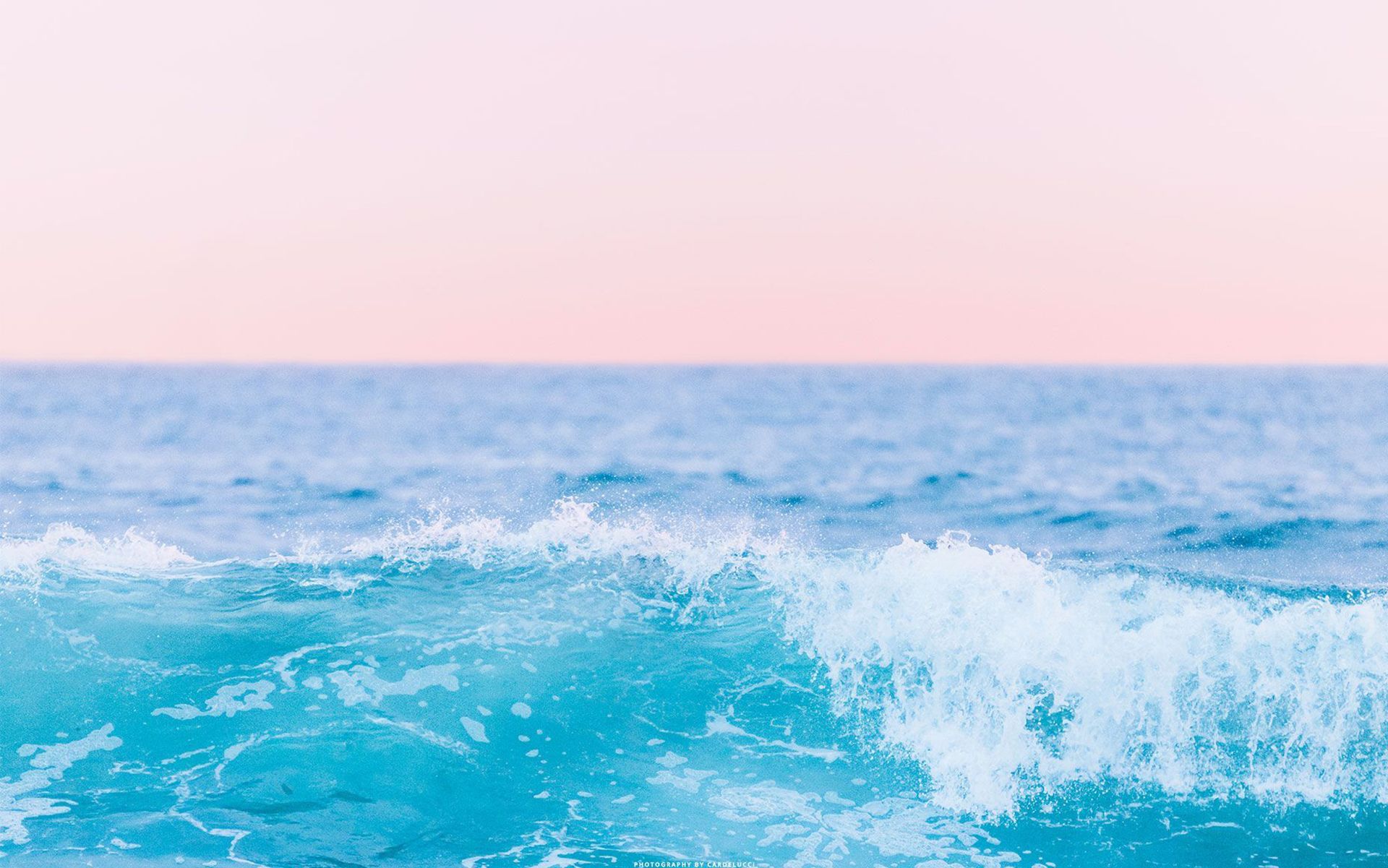 Wellen, Brandung, Türkis, Rosa Himmel, Pastell, Full HD, Desktop-Hintergrund für Windows
