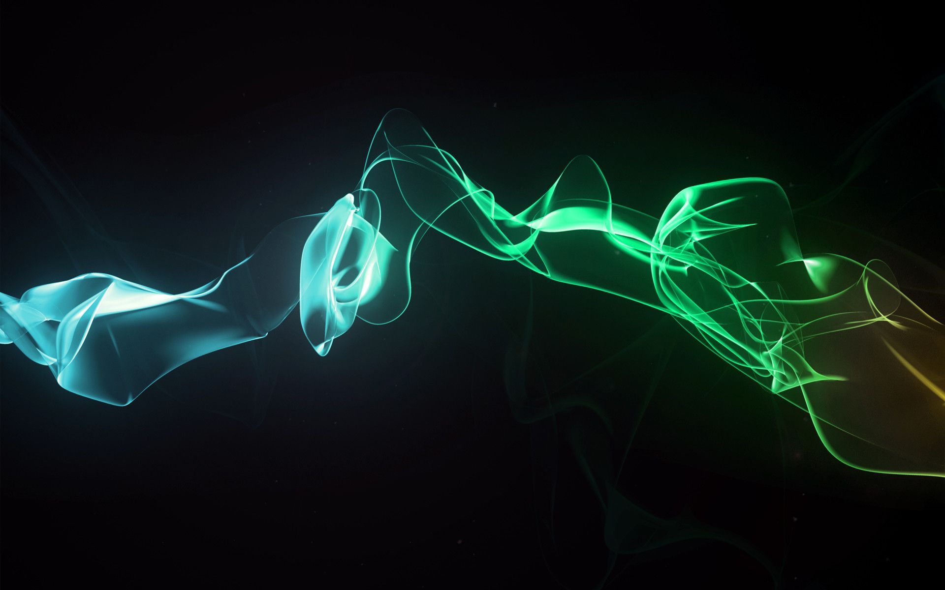 Rauch, Grün, Türkis, Schwarzer Hintergrund, Lichtschwaden, Full HD Wallpaper