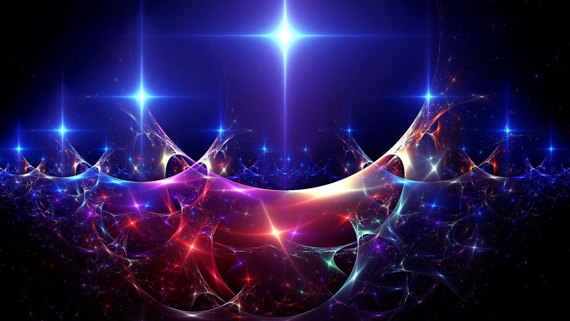 Fraktal, Lichtstern, Blau, Pink, Weltraum, 1920x1080, Full-HD-Hintergrundbild für PC