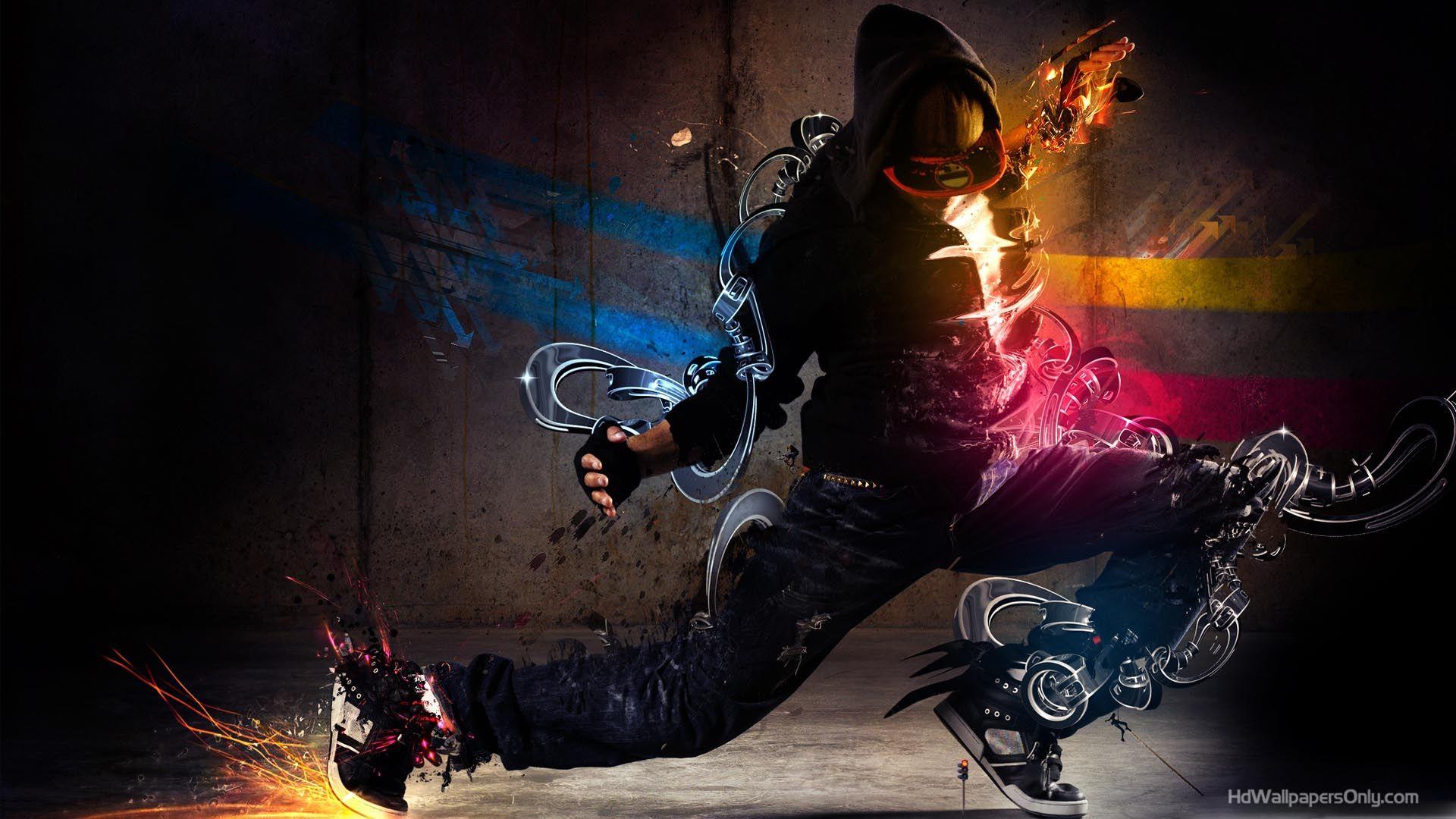 Breakdance, Tänzer, Feuer, Graffiti, Kapuze, Full HD 1080p, Desktop-Hintergrundbild