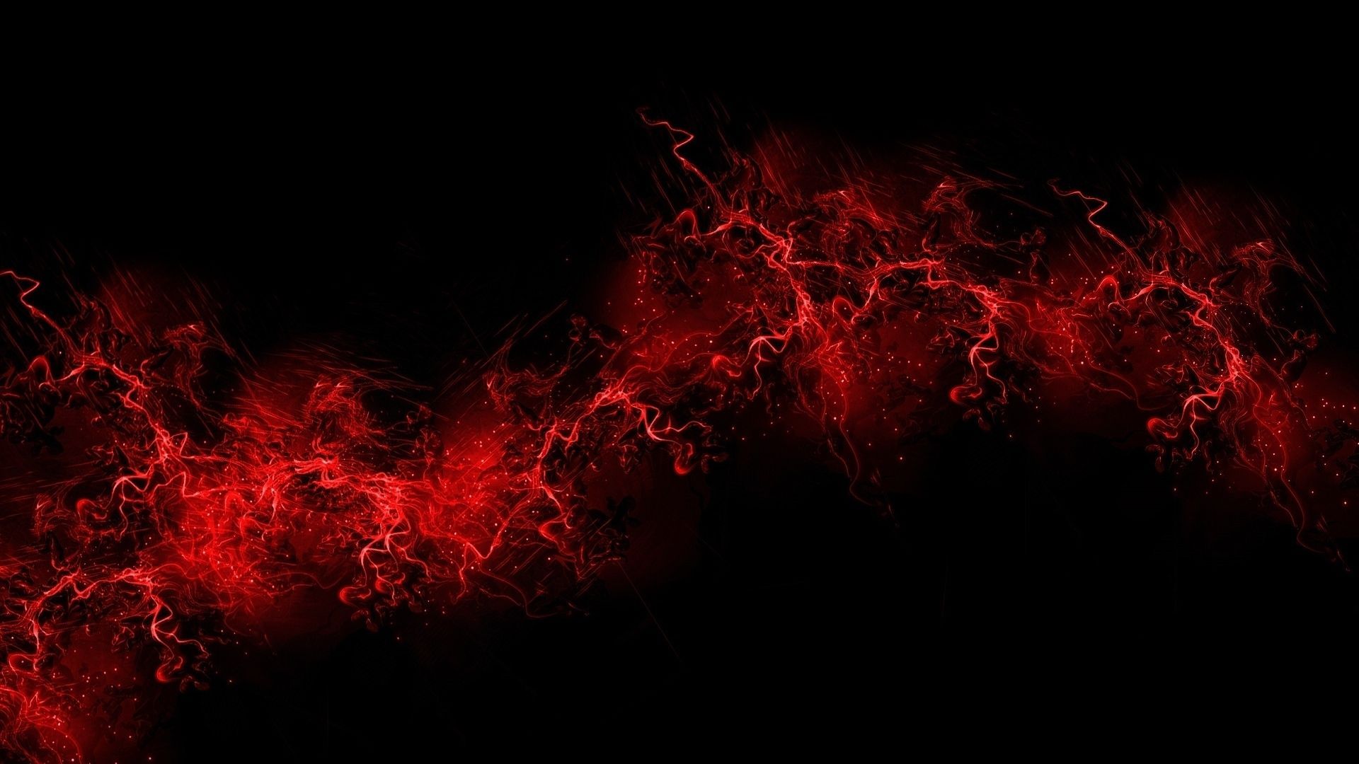 Rote Fraktallinien, Schwarzer Hintergrund, Abstrakt, Rot, Energie, Full HD Wallpaper