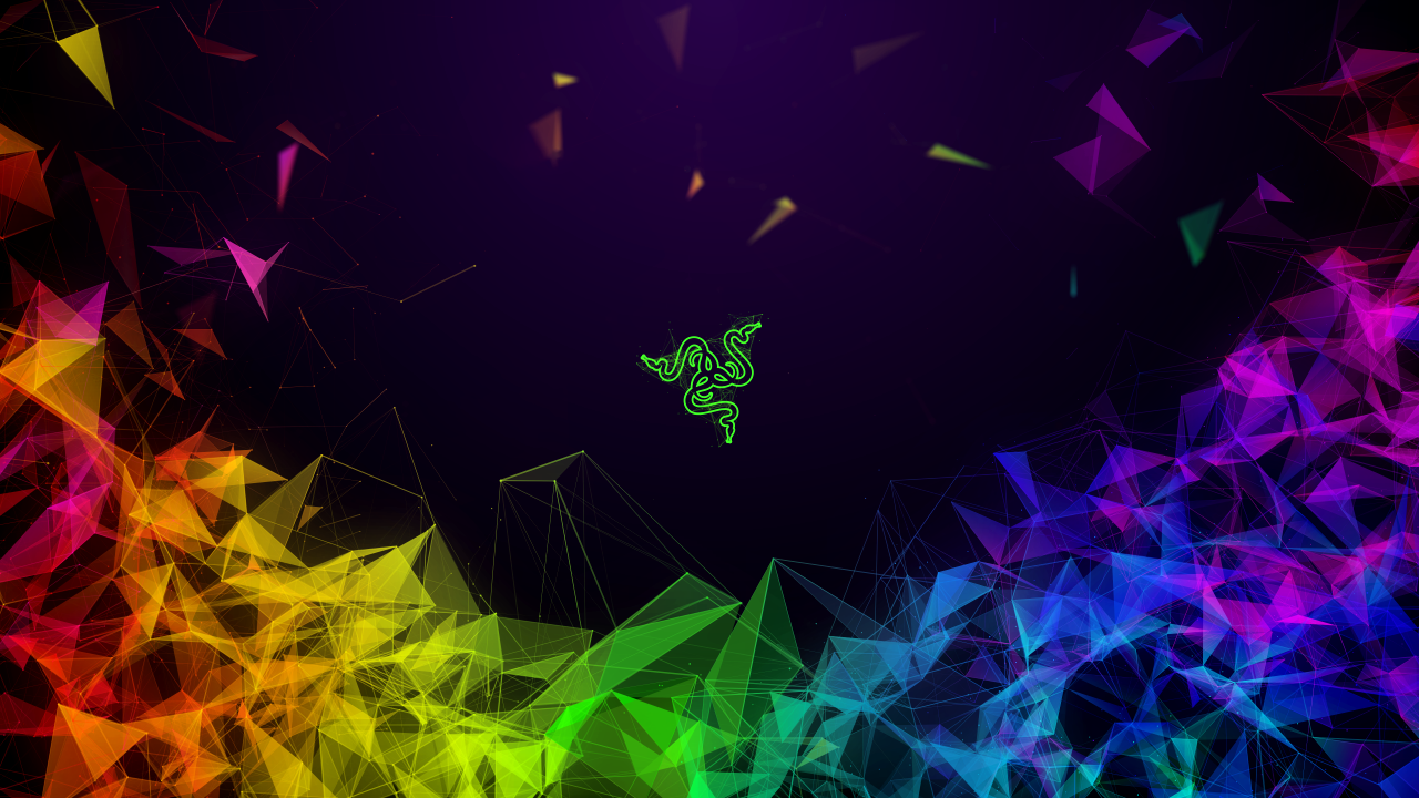 Razer, Logo, Polygone, Regenbogenfarben, Kristalle, Dunkel, HD, PC-Hintergrundbild