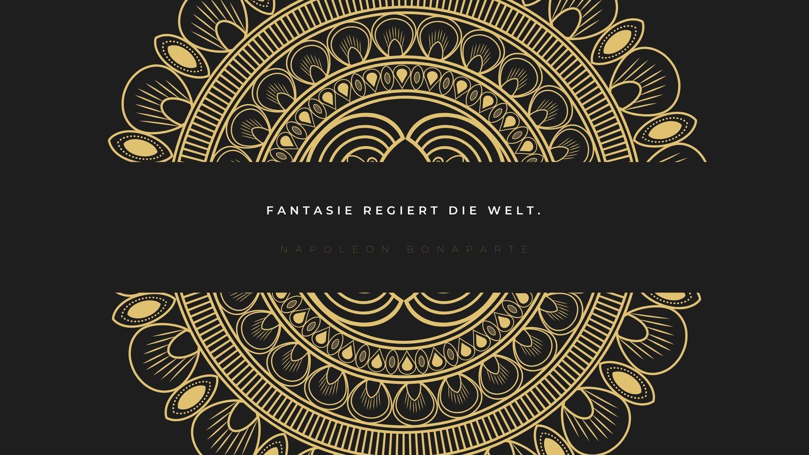 Fantasie regiert die Welt, Zitat, Mandala, Gold, Schwarz, HD-Hintergrundbild für PC