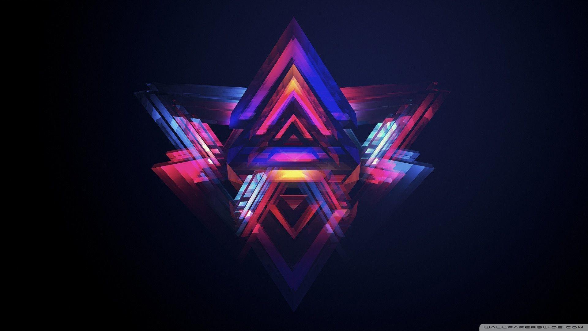 Geometrisch, Dreiecke, Symmetrie, Pink, Dunkelblau, Full HD, Desktop-Hintergrund für Windows
