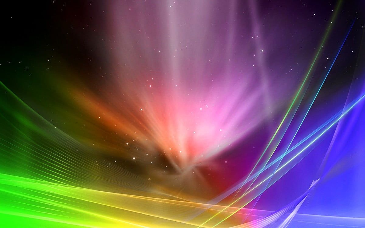 Lichtstrahlen, Polarlicht-Effekt, Regenbogenfarben, Abstrakt, Leuchtend, Hintergrundbild