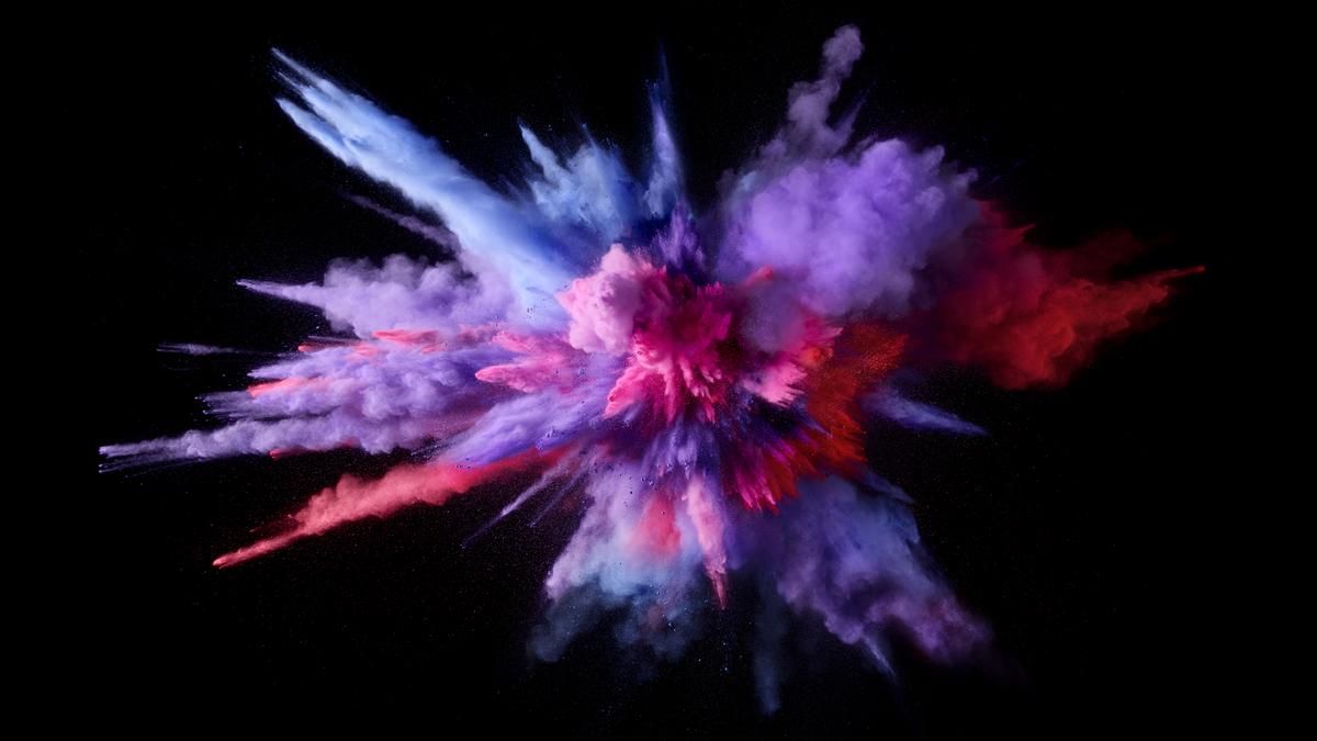 Farbpulver, Explosion, Pink, Lila, Schwarzer Hintergrund, Wallpaper