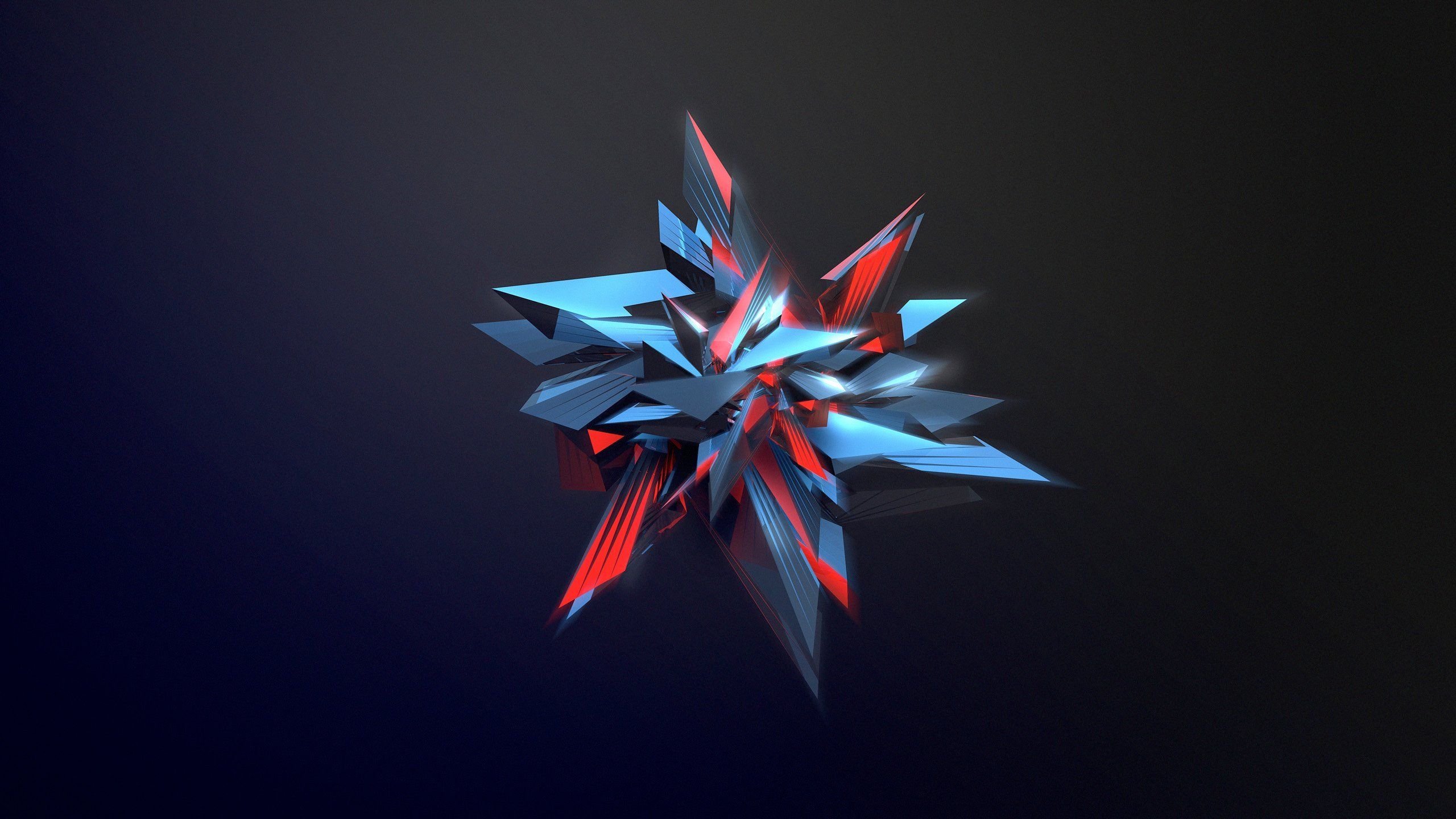 Stern, Splitter, 3D-Form, Rot, Blau, 2560x1440, 2K-Hintergrundbild für PC