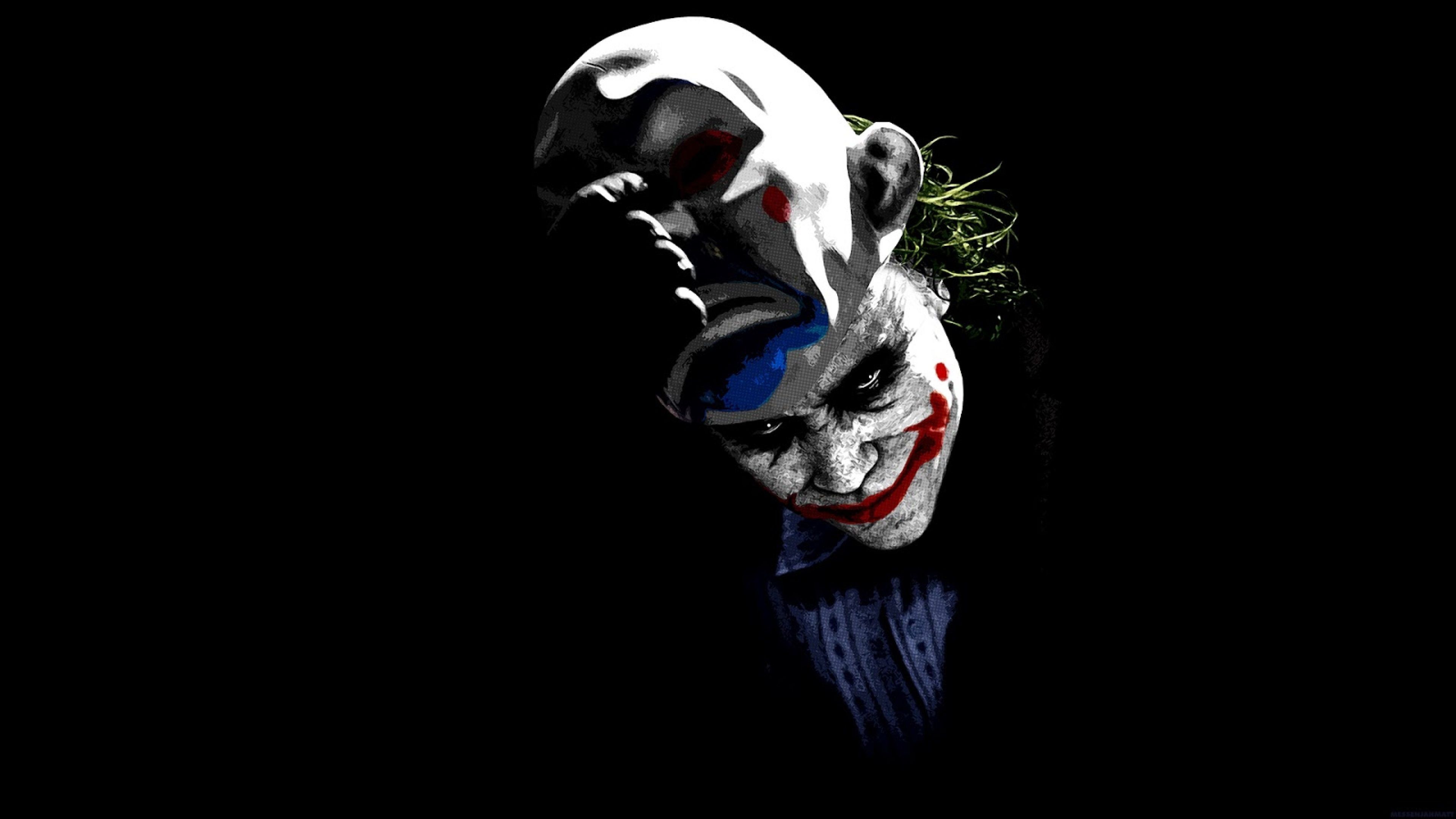 Joker, The Dark Knight, Batman, Schwarzer Hintergrund, Clownsgesicht, 4K Wallpaper
