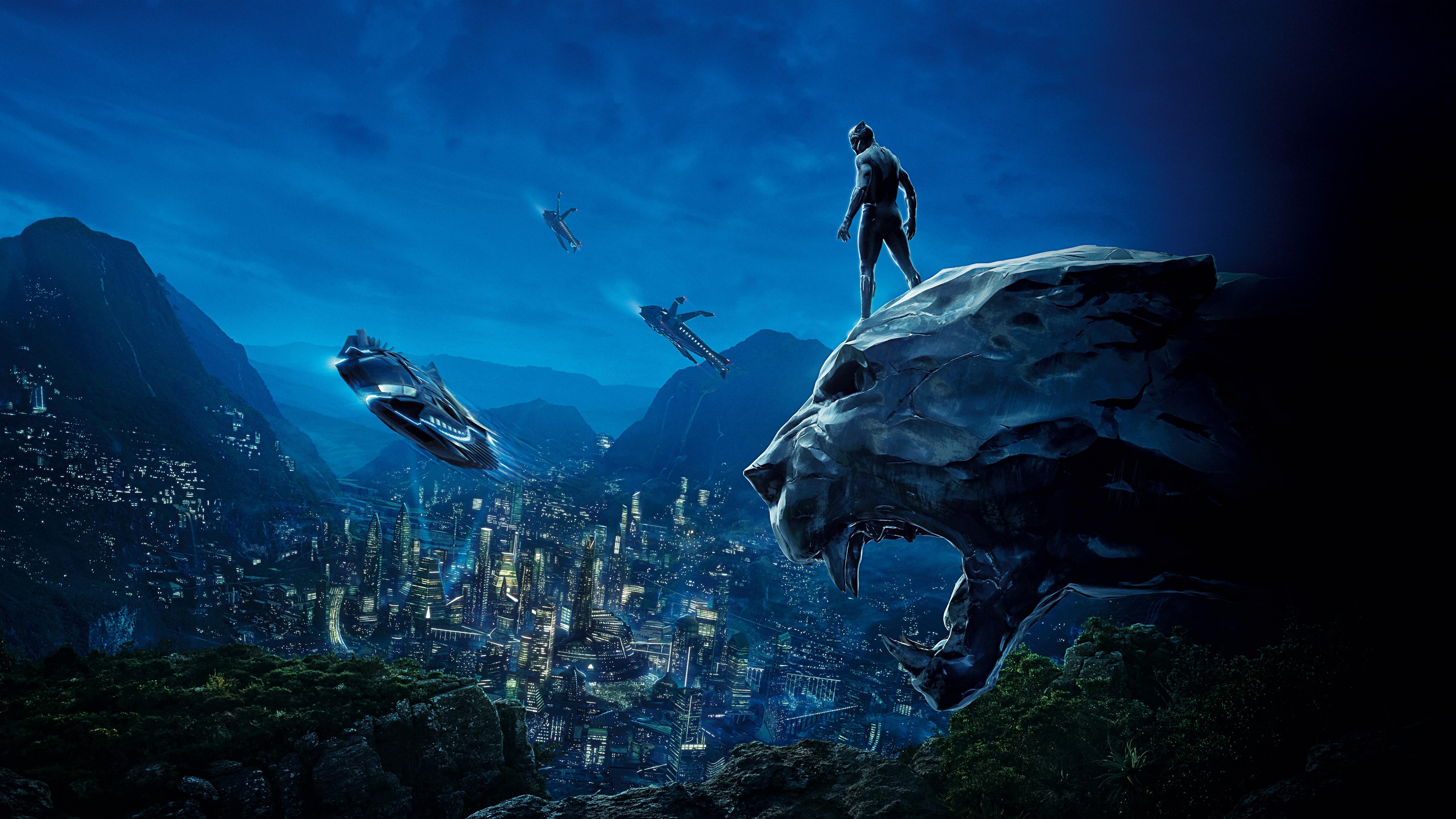 Black Panther, Wakanda, Marvel, Stadt, Panther-Statue, 5K, Hintergrundbild für den PC