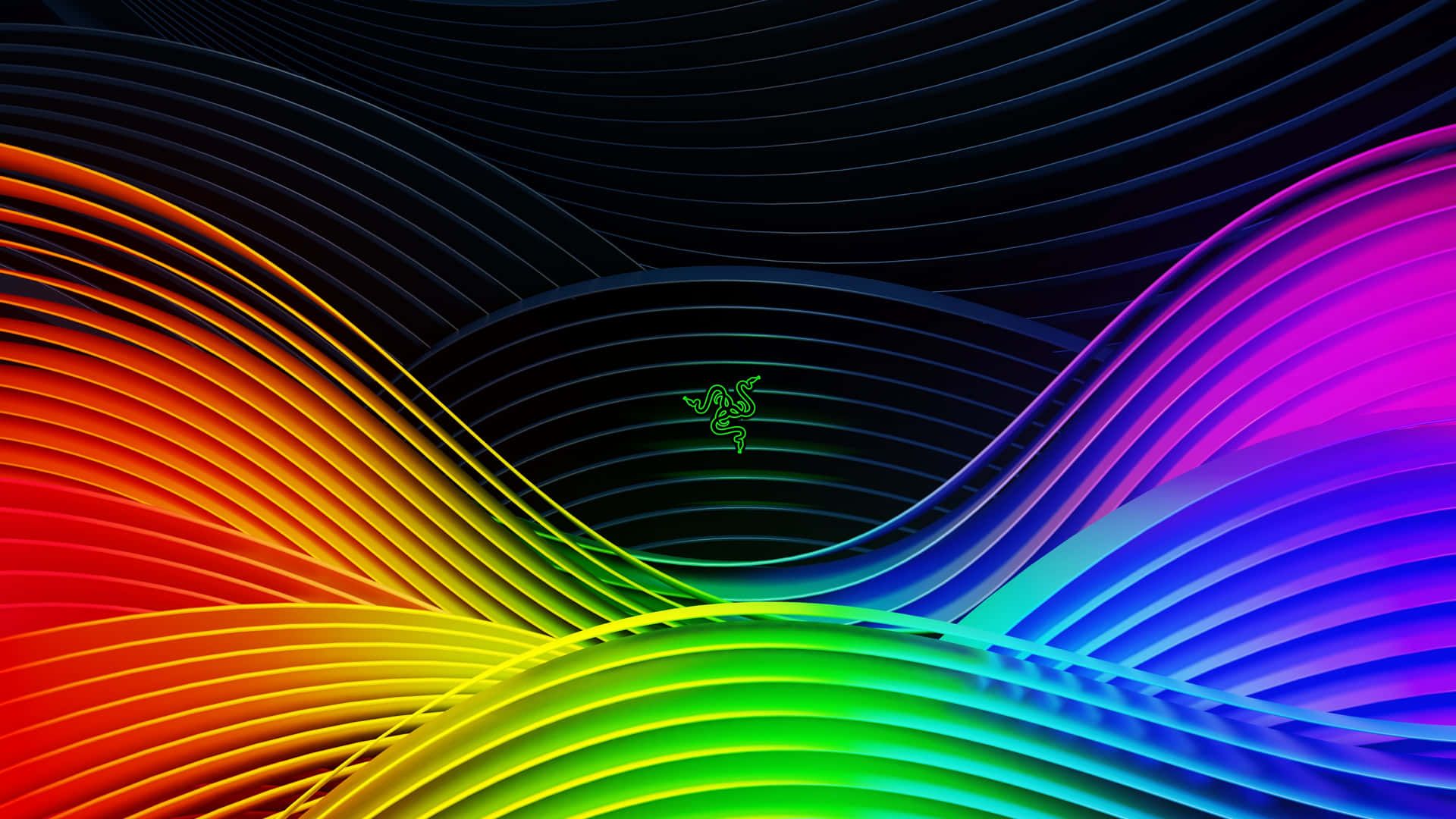 Razer, Logo, Wellenlinien, Regenbogenfarben, Schwarzer Hintergrund, Full HD Wallpaper