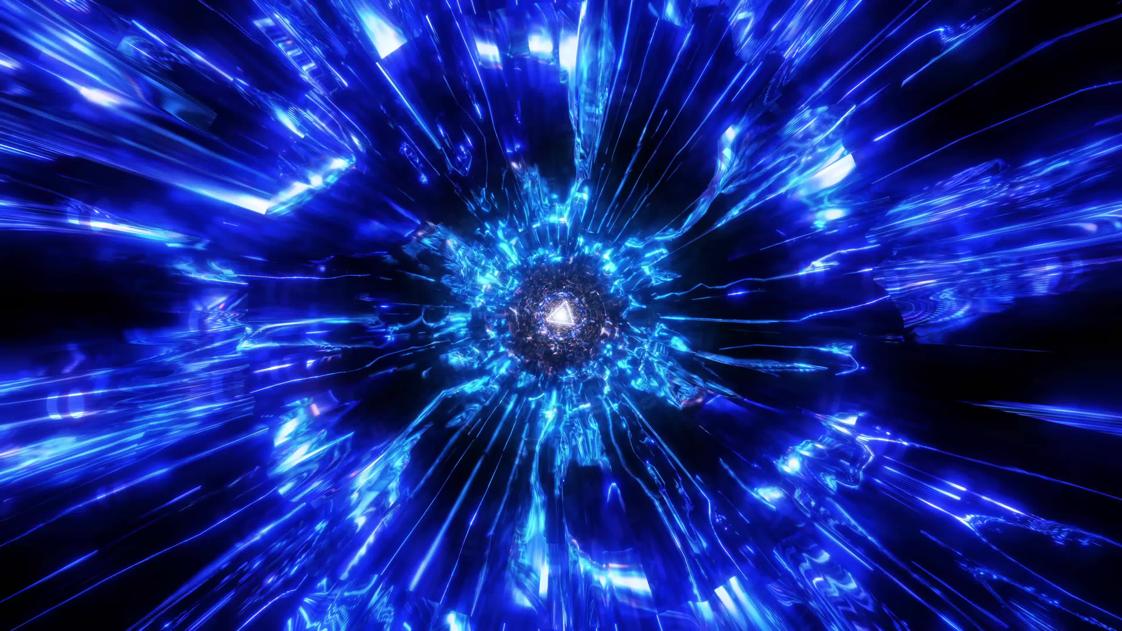 Lichttunnel, Warp-Effekt, Blau, Explosion, Abstrakt, 4K, Hintergrundbild für den PC
