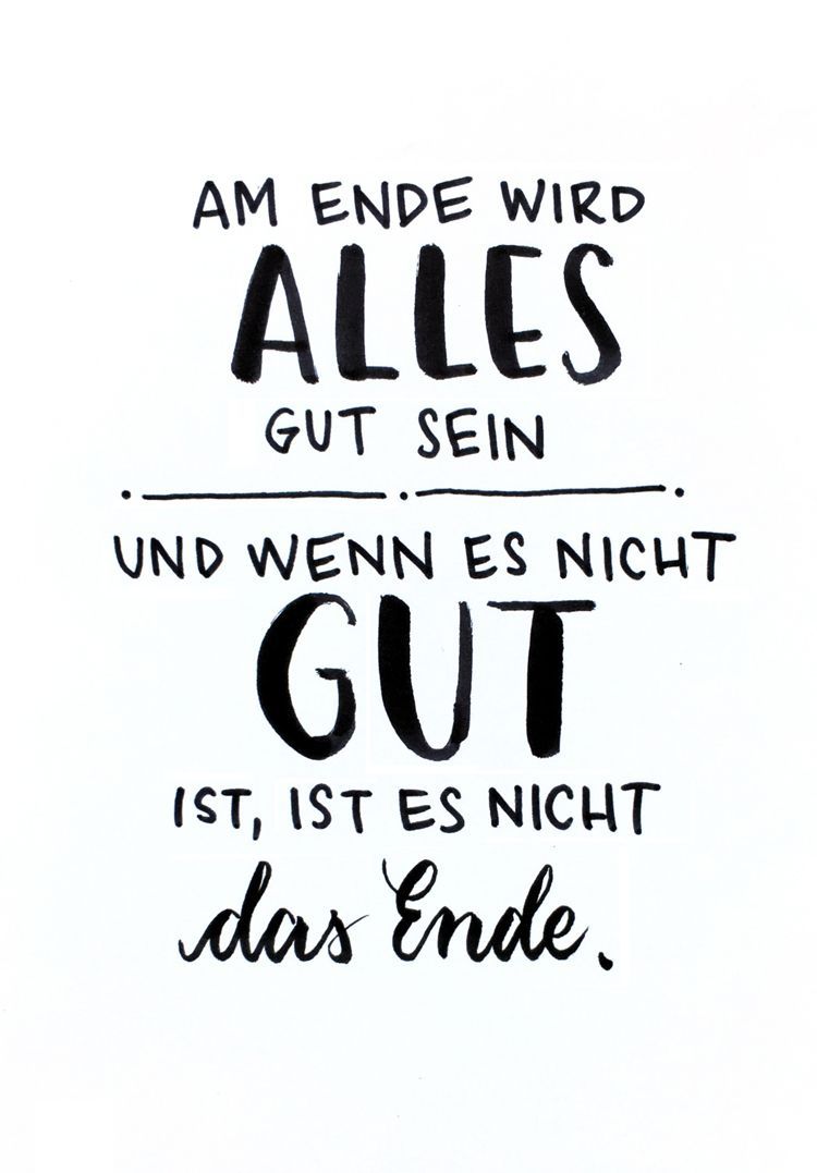 Am Ende wird alles gut, Motivationsspruch, Typografie, Schwarz-Weiß, Schriftmix, iPad-Hintergrundbild