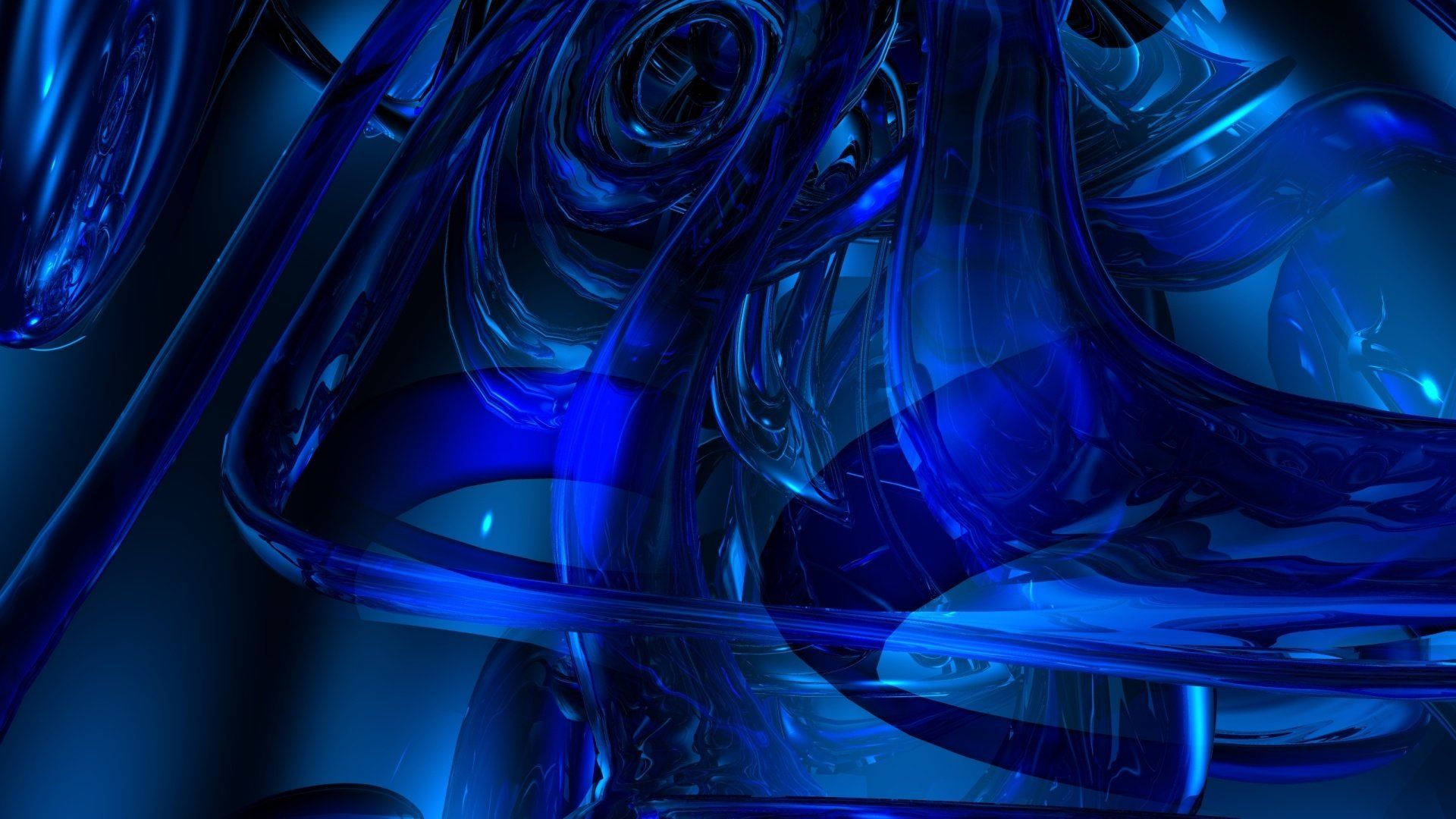 Abstrakt, Blau, Glasformen, 3D, Dunkel, 1920x1080, Full-HD-Hintergrundbild für PC