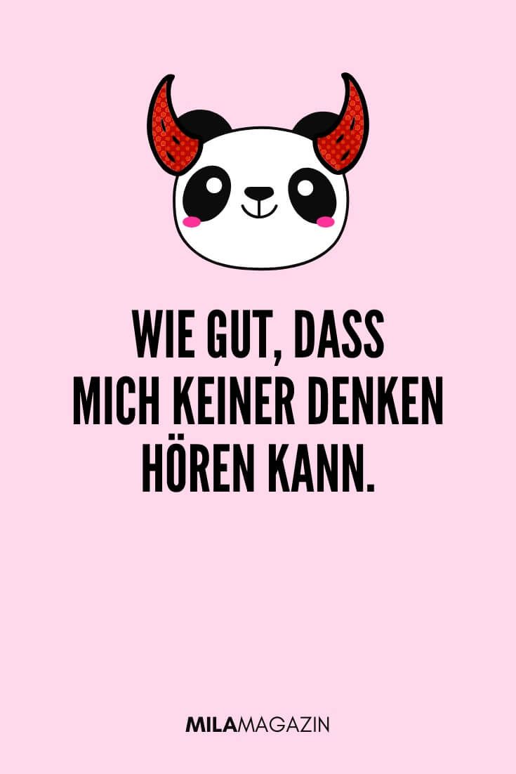 Panda, Teufelshörner, Wie gut, dass mich keiner denken hören kann, Lustiger Spruch, Rosa Hintergrund, Cartoon, HD Wallpaper