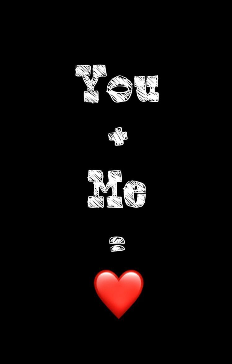 You + Me = Love, Rotes Herz, Schwarzer Hintergrund, Liebesspruch, Sperrbildschirm fürs iPhone