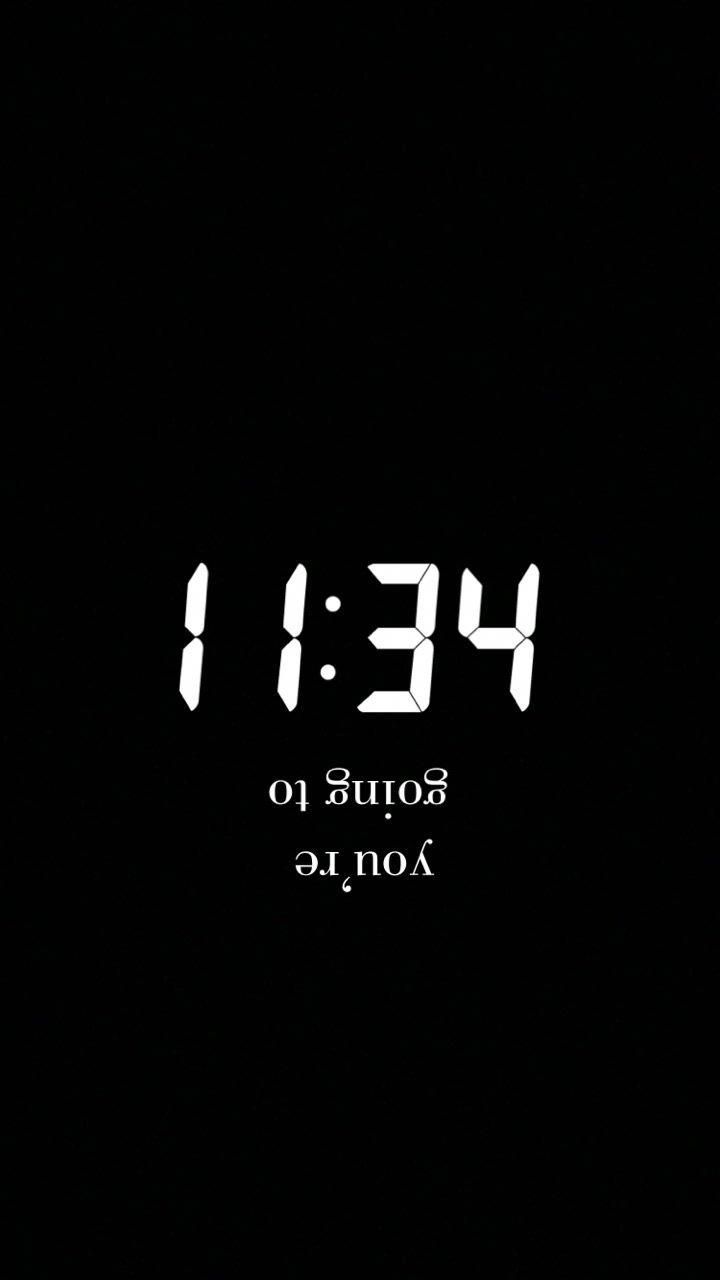Digitaluhr, 11:34, Spiegelschrift, Schwarzer Hintergrund, Leuchtziffern, Sperrbildschirm fürs iPhone