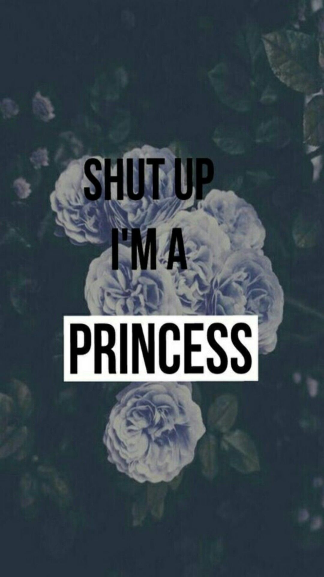 Shut up I'm a princess, Hortensien, Blumen, Frecher Spruch, Dunkelgrün, Full HD, Handy-Hintergrund