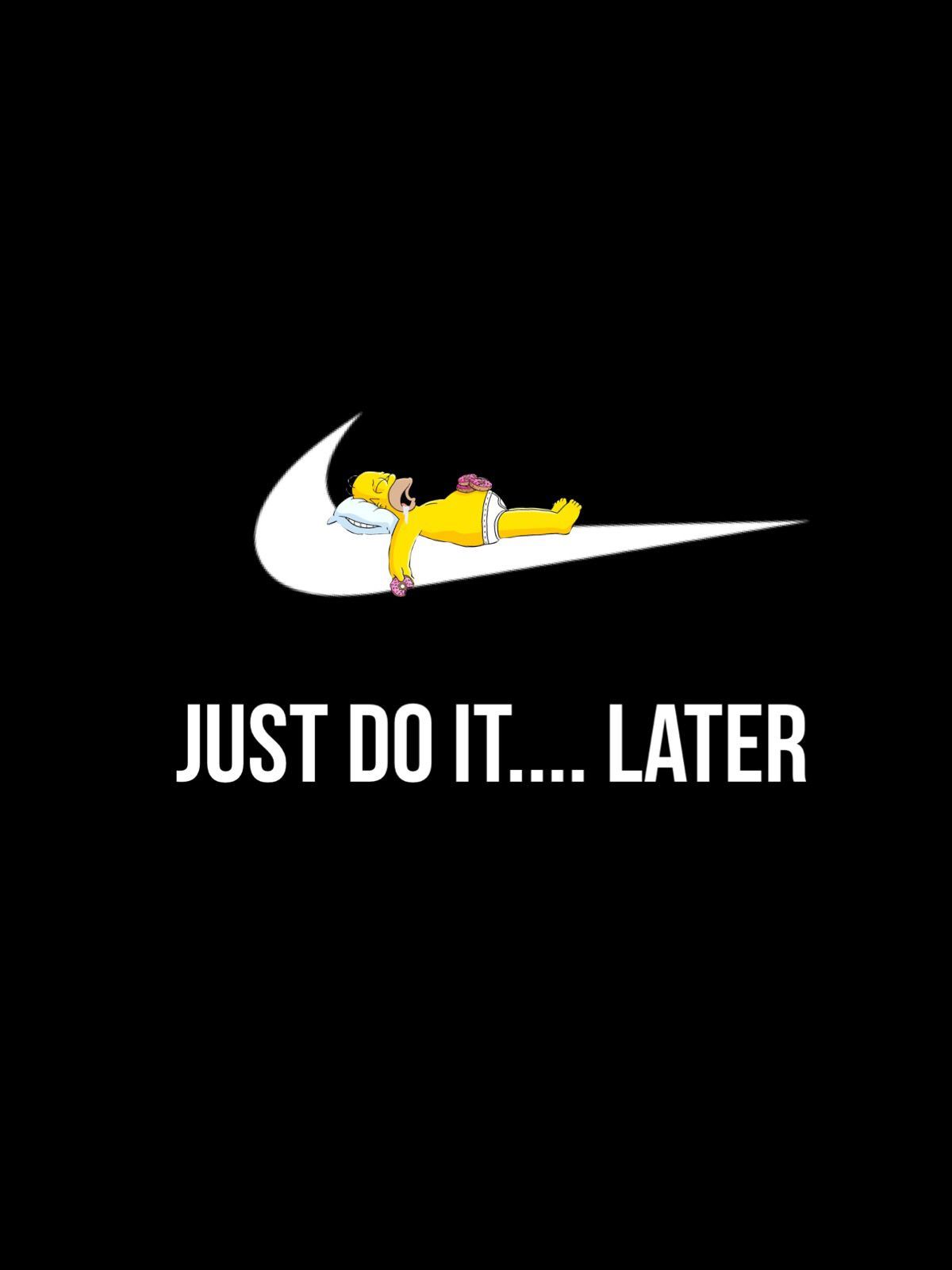 Nike, Just do it later, Homer Simpson, Parodie, Schwarzer Hintergrund, Full HD Wallpaper