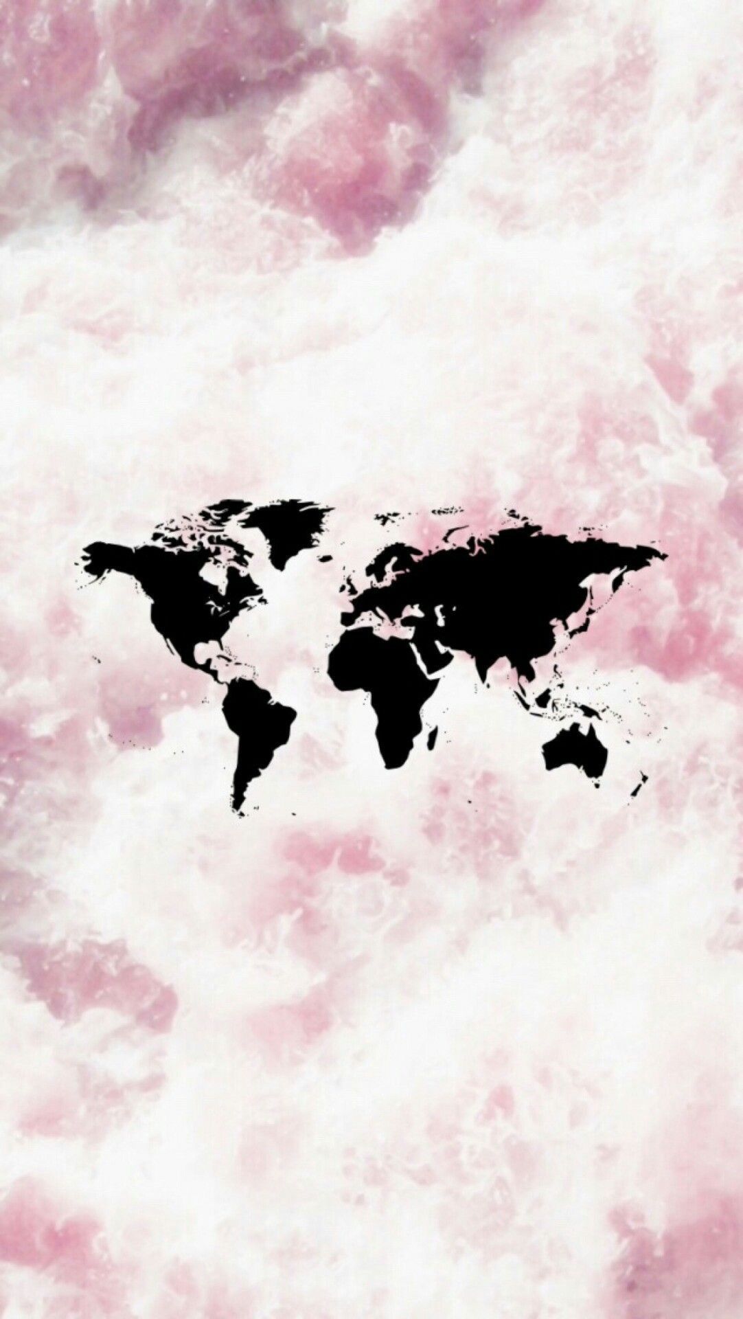 Weltkarte, Rosa Wolken, Reisen, Minimalistisch, Full HD, Hintergrundbild fürs Handy