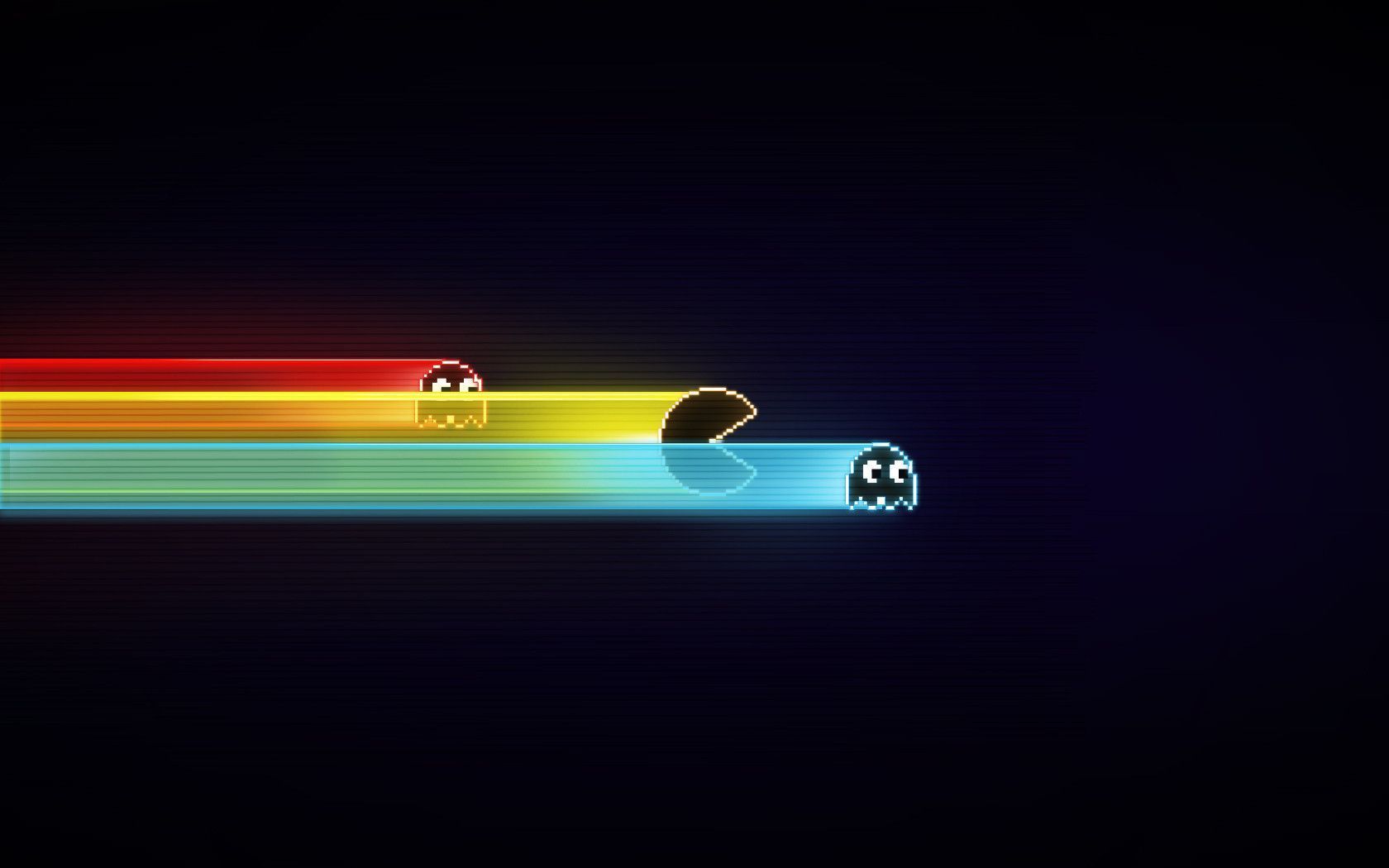 Pac-Man, Geister, Lichtspur, Retro, Dunkelblau, HD, Hintergrund für den Desktop