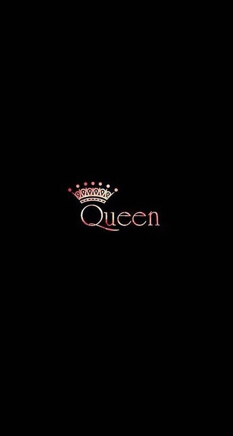 Queen, Krone, Schriftzug, Schwarzer Hintergrund, Minimalistisch, Sperrbildschirm fürs iPhone