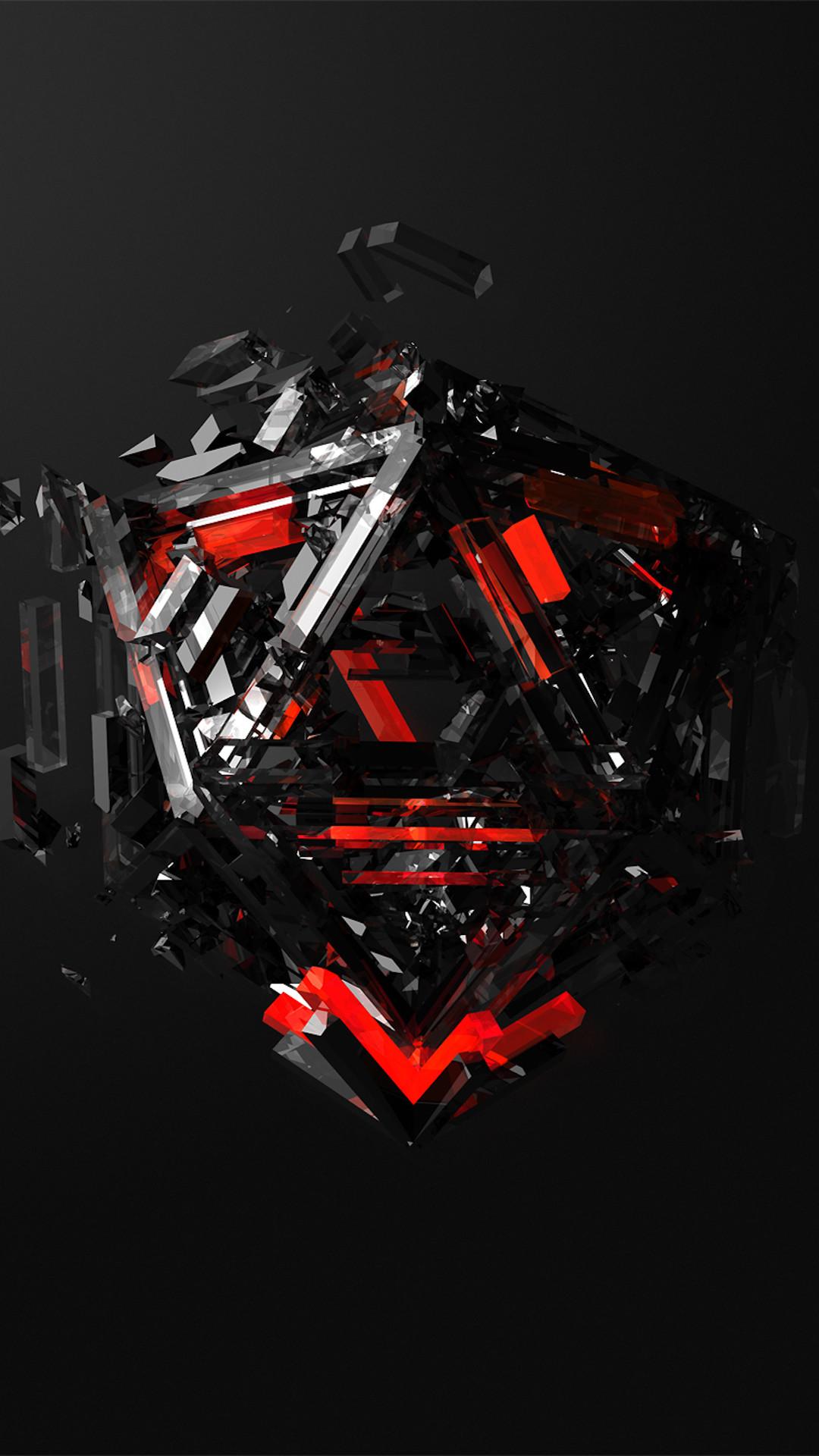 Würfel, Rot, Schwarz, 3D, Abstrakt, Full HD, Hintergrundbild fürs Handy