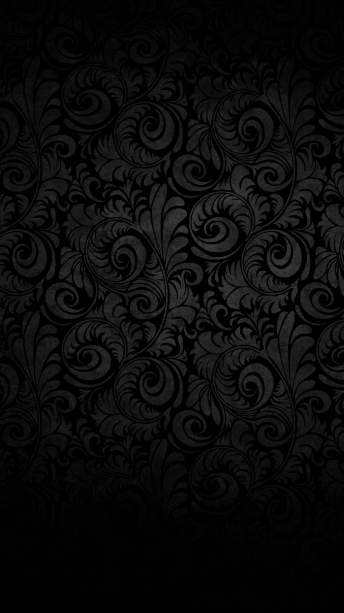 Damast-Muster, Ornamente, Schwarz, Textur, Dunkel, Hochformat, Hintergrundbild fürs Smartphone