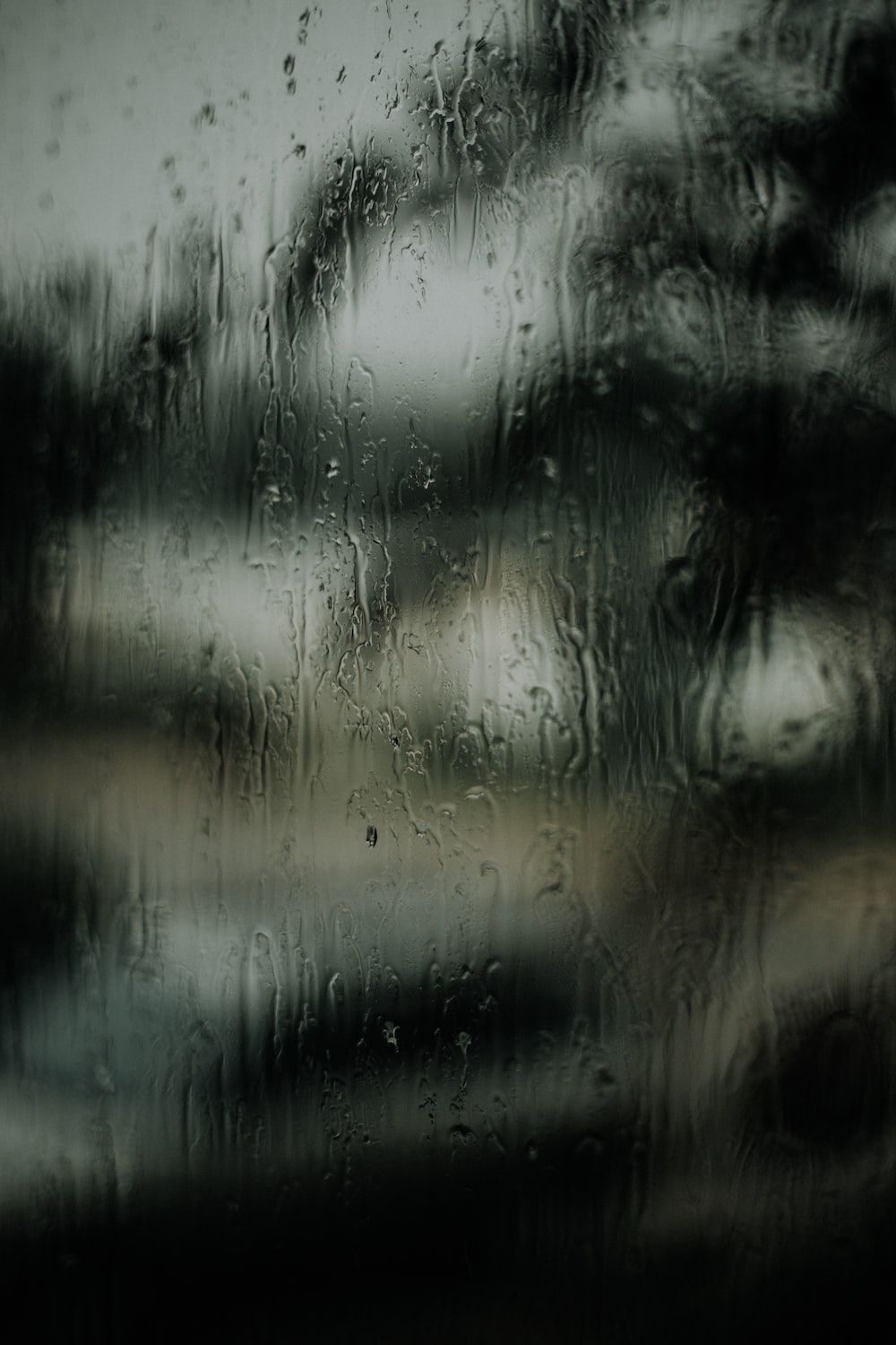 Regentropfen, Fensterscheibe, Unscharf, Grau, Melancholisch, HD, Handy-Hintergrund