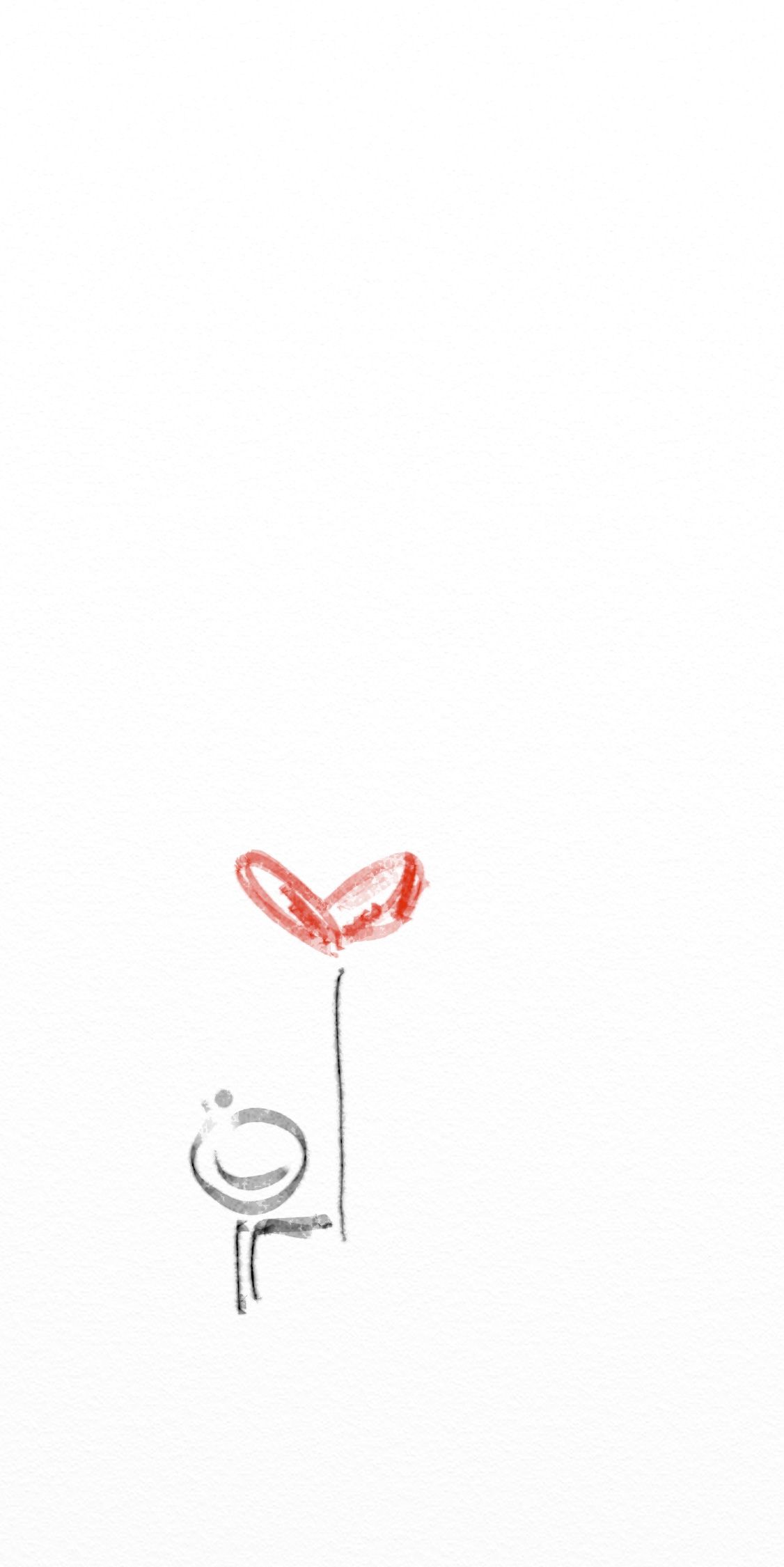 Strichzeichnung, Pflanze, Keimling, Weißer Hintergrund, Minimalistisch, Sperrbildschirm fürs iPhone