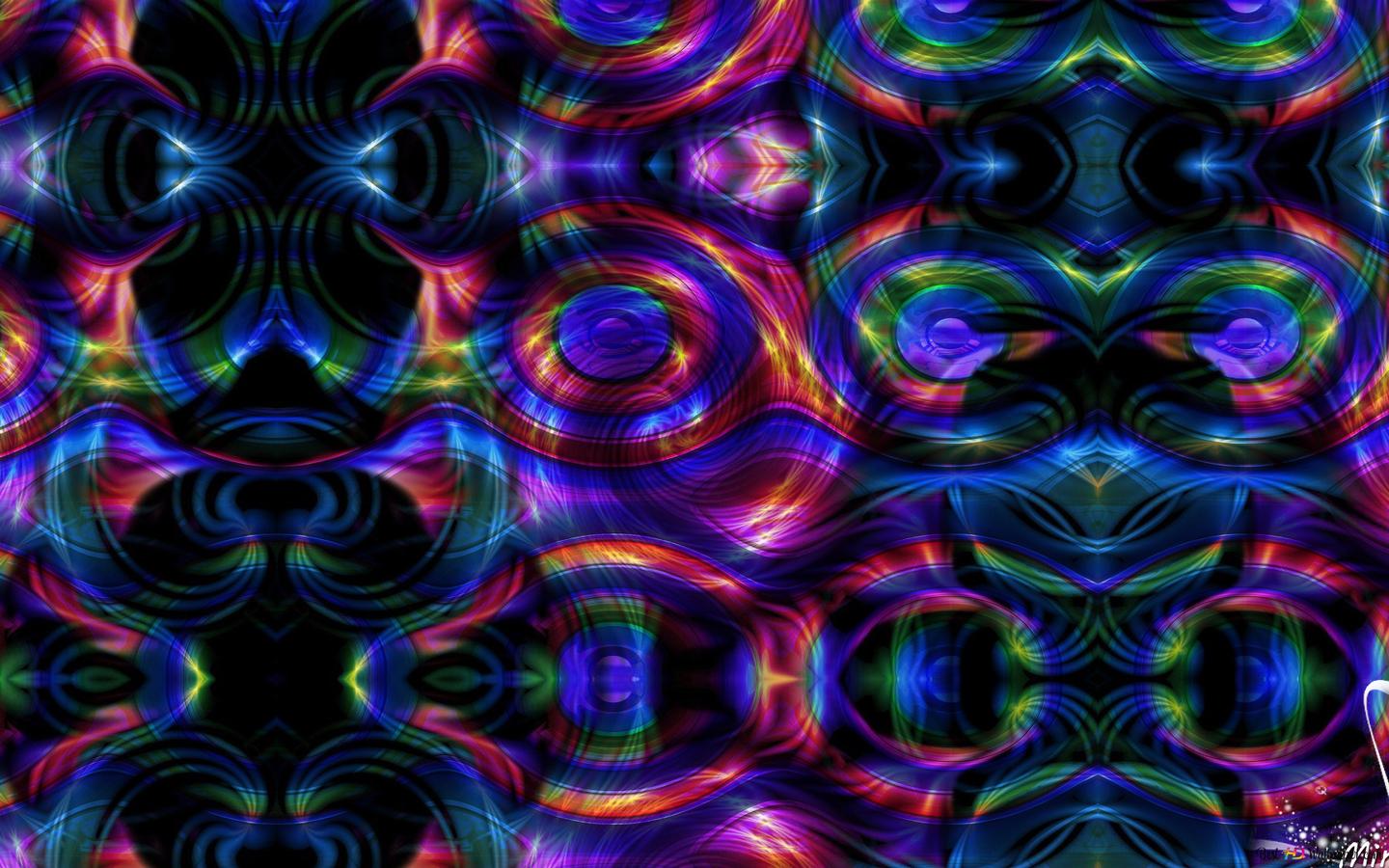 Psychedelisches Muster, Kaleidoskop, Neonfarben, Abstrakt, HD, Breitbild-Hintergrundbild