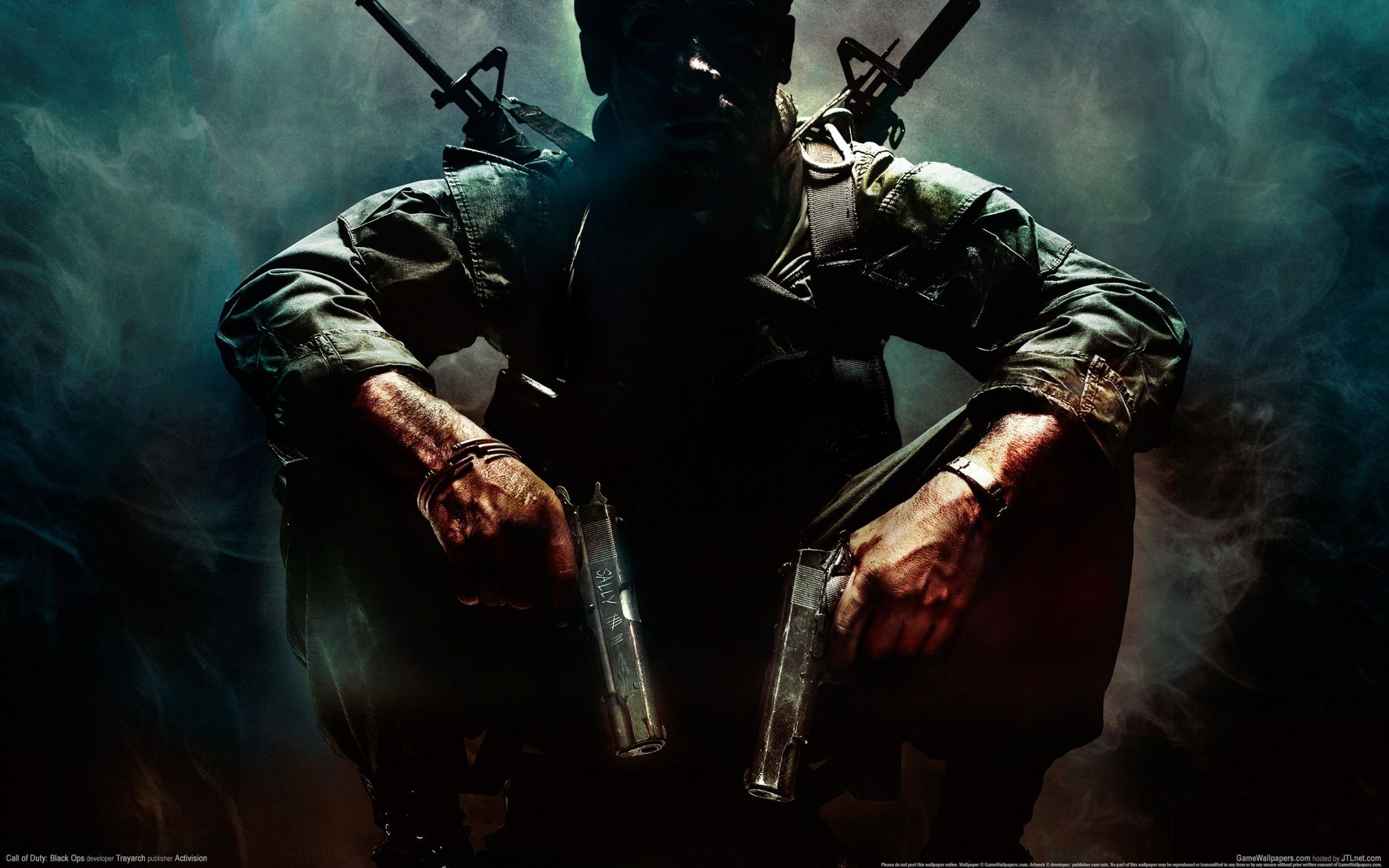 Call of Duty: Black Ops, Call of Duty, Soldat, Pistolen, Dunkel, 2K, PC-Hintergrundbild