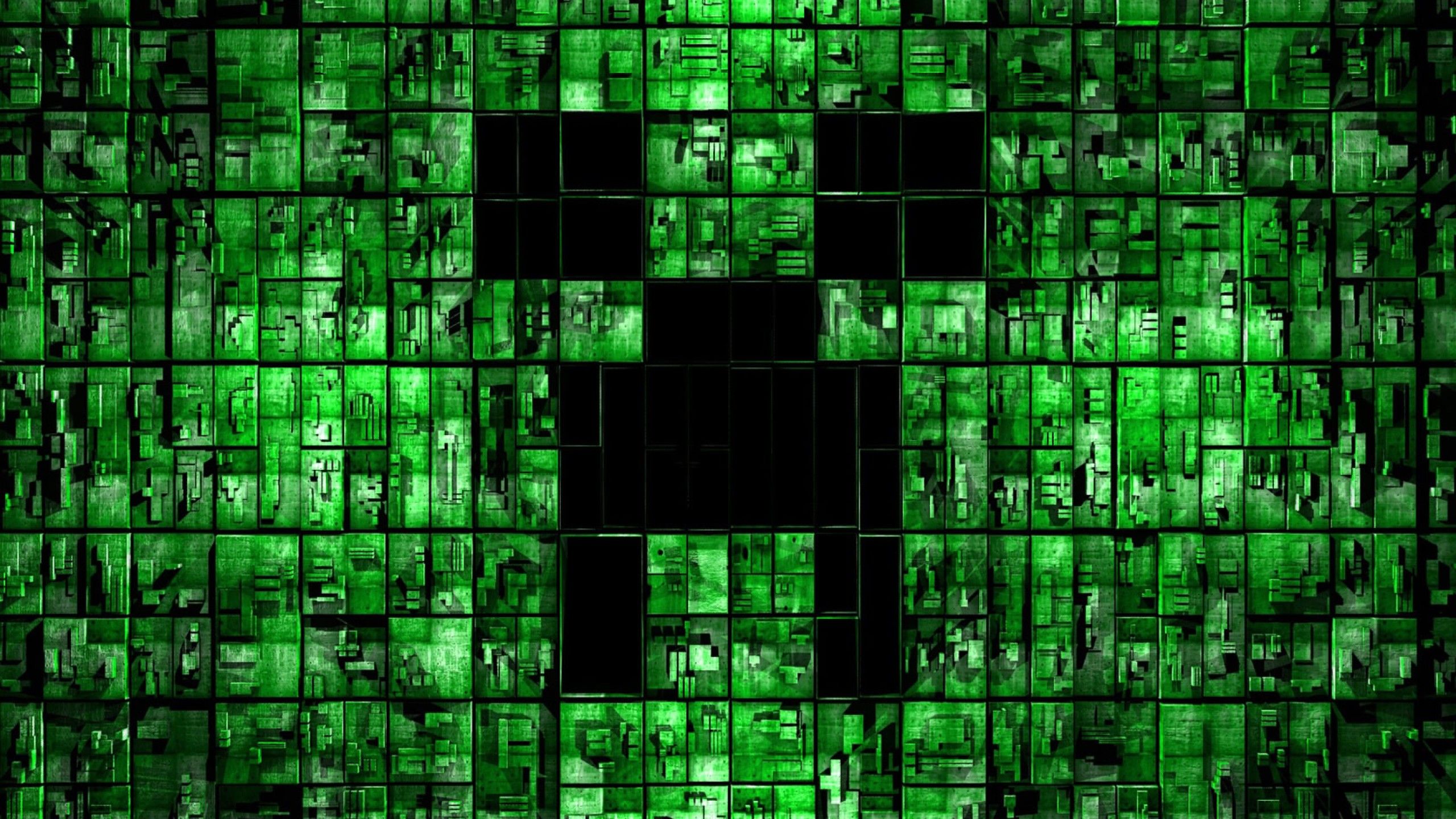Minecraft, Creeper, Grün, Mosaik, Pixel, 2K, Desktop-Hintergrund für Windows