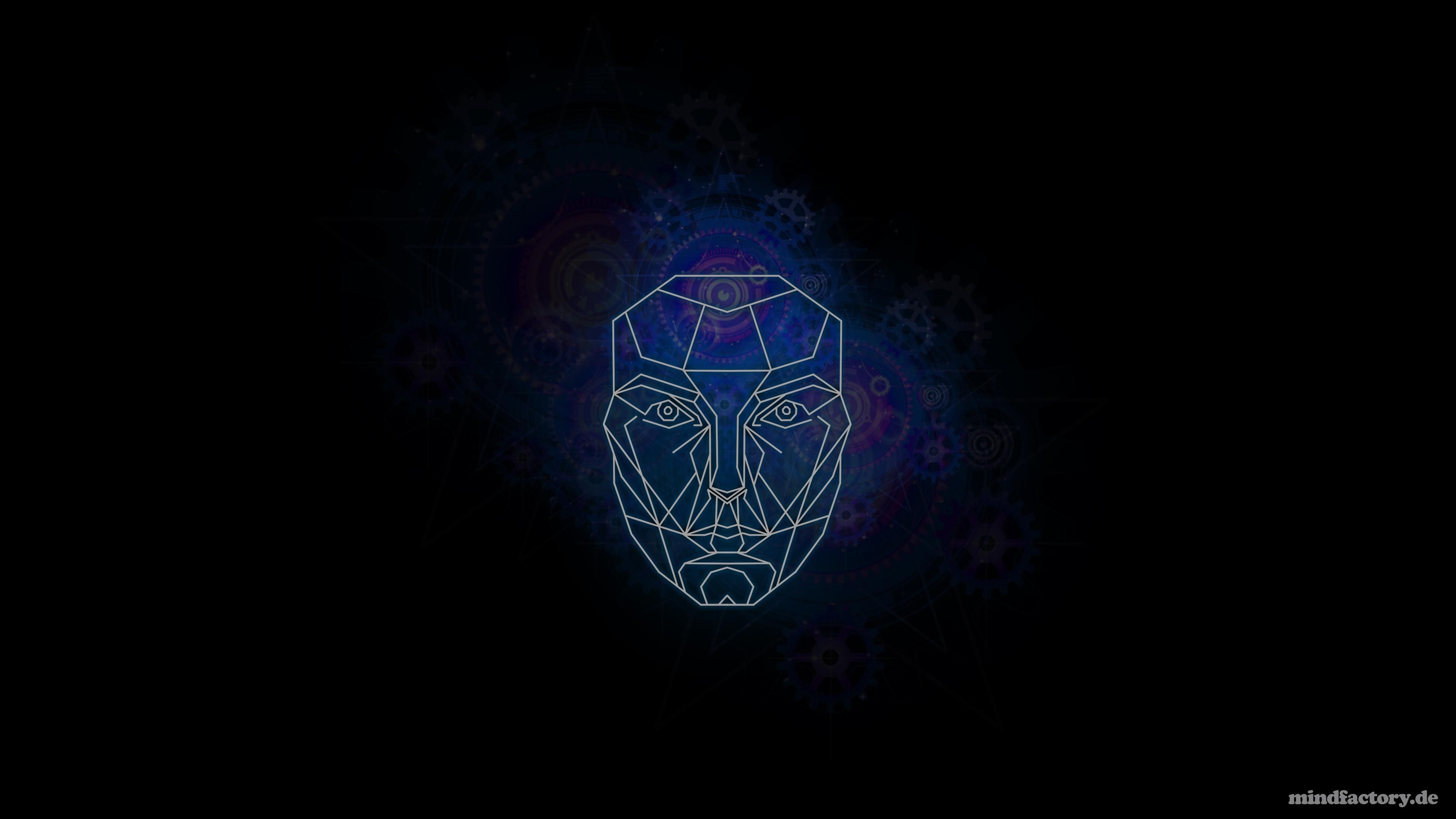 Gesicht, Strichzeichnung, Mandala, Dunkel, Minimalistisch, 4K-Hintergrundbild für PC